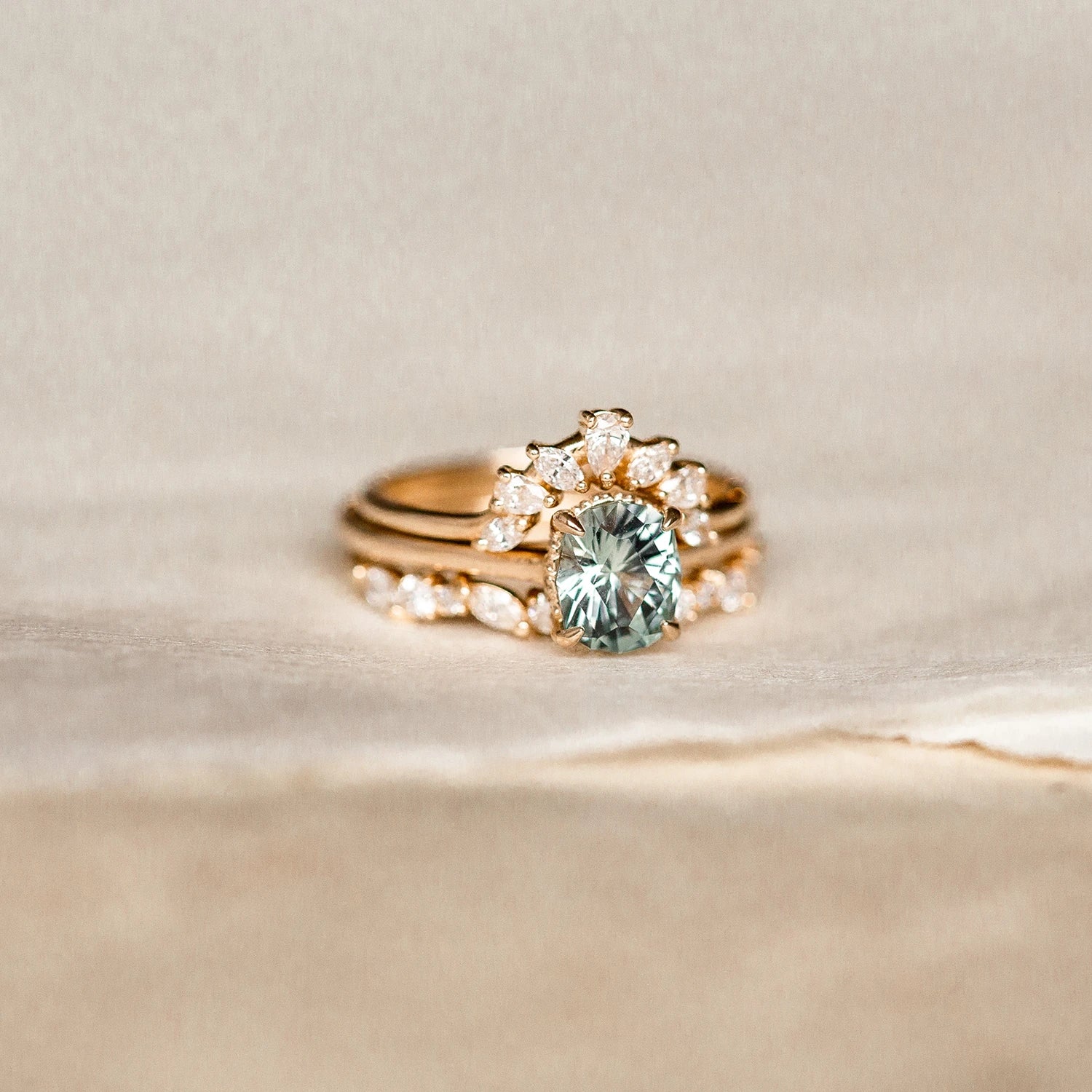 14K Yellow Gold Aqua Blue Oval Gemstone Ring - Unique Handmade Jewelry for Women, Perfect for Weddings, Anniversaries & Special Occasions