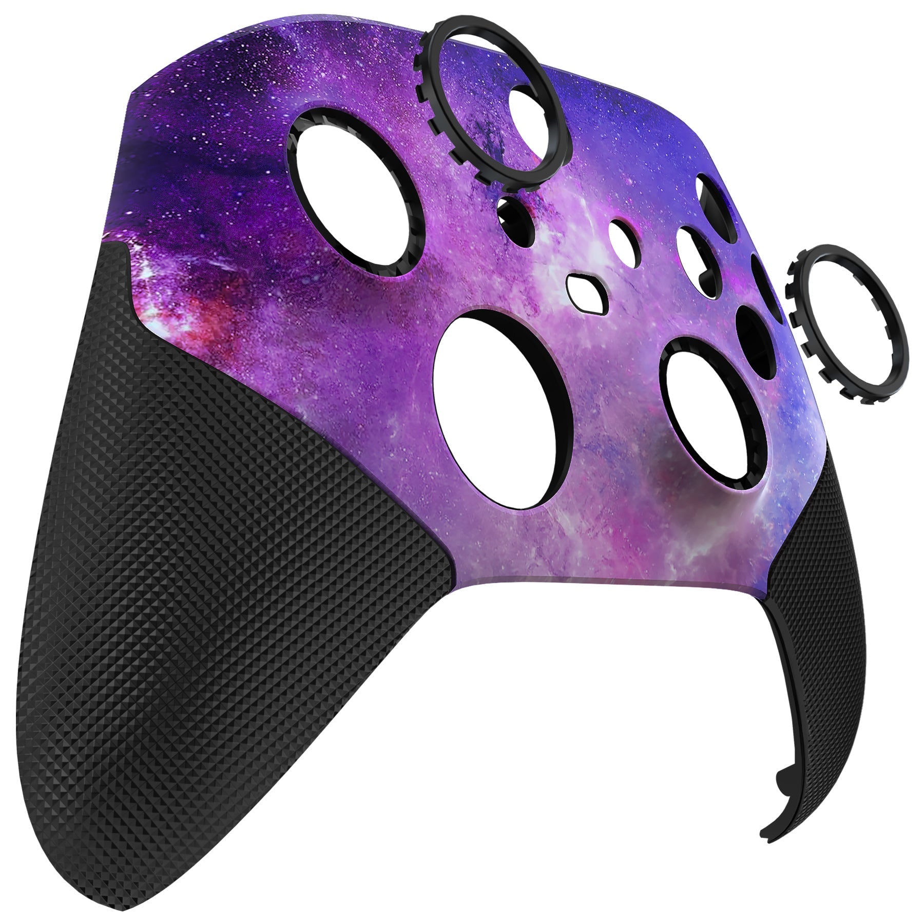 eXtremeRate ASR Performance Rubberized Grip Front Housing Shell with Accent Rings for Xbox Series X & S Controller - Nebula Galaxy Design | Enhanced Gaming Comfort for Long Play Sessions