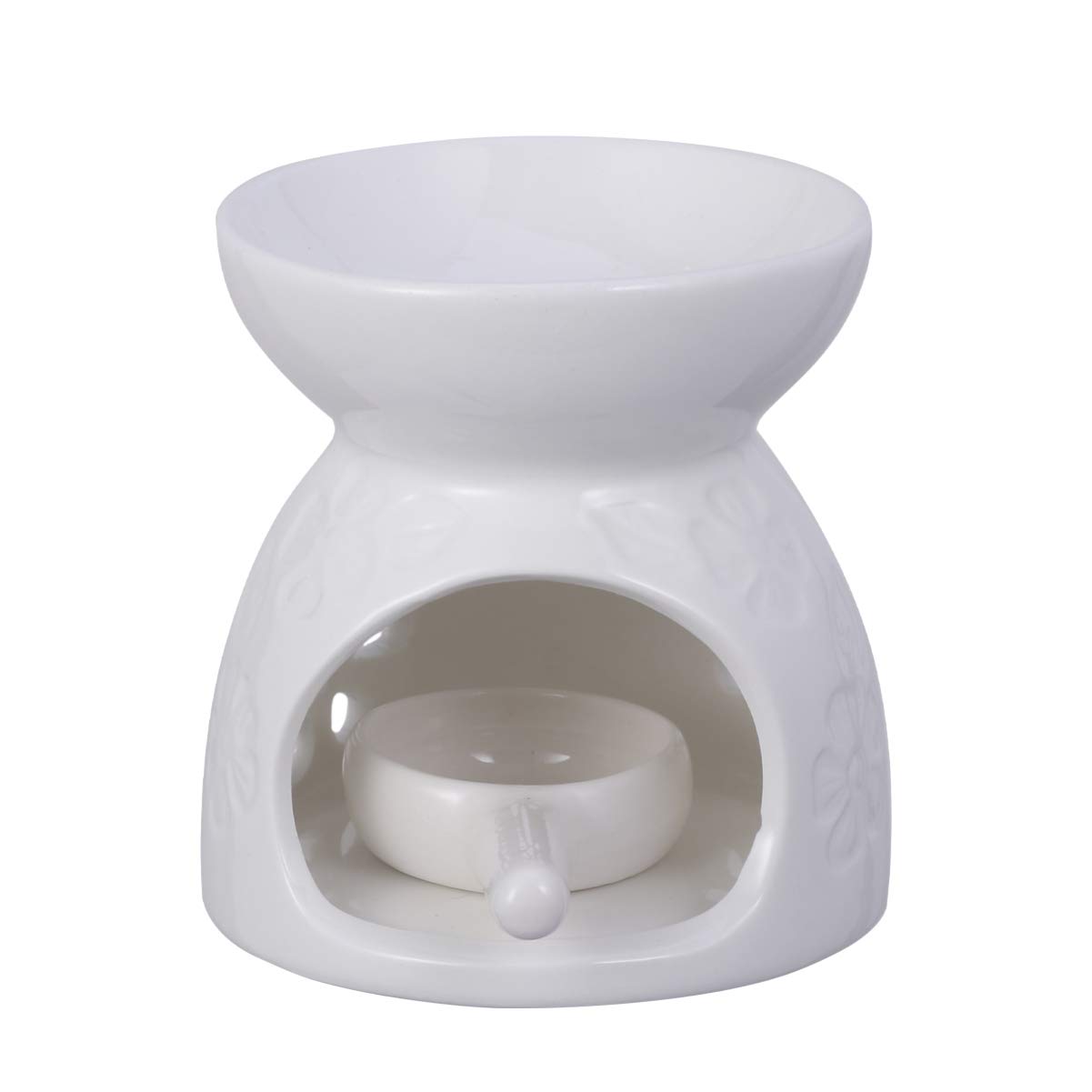 Exceart Ceramic Tea Light Candle Holder Wax Warmer - Aromatherapy Essential Oil Diffuser for Home Decor, Living Room, Bedroom, Balcony, Patio, Garden - Perfect for Relaxation, Meditation & Romantic Ambiance (White)