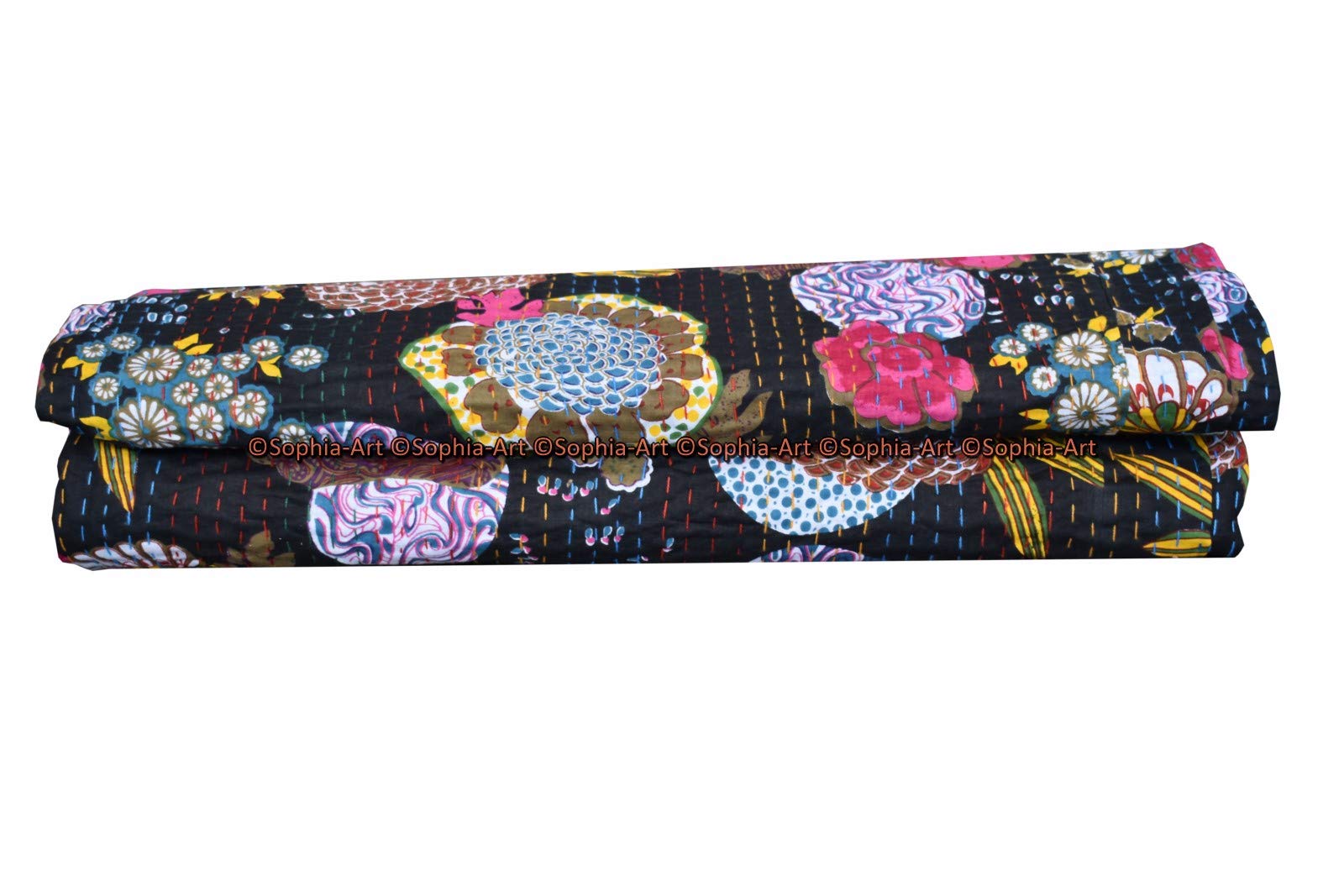 Sophia-Art Reversible Indian Kantha Quilt - Twin/King Size 108