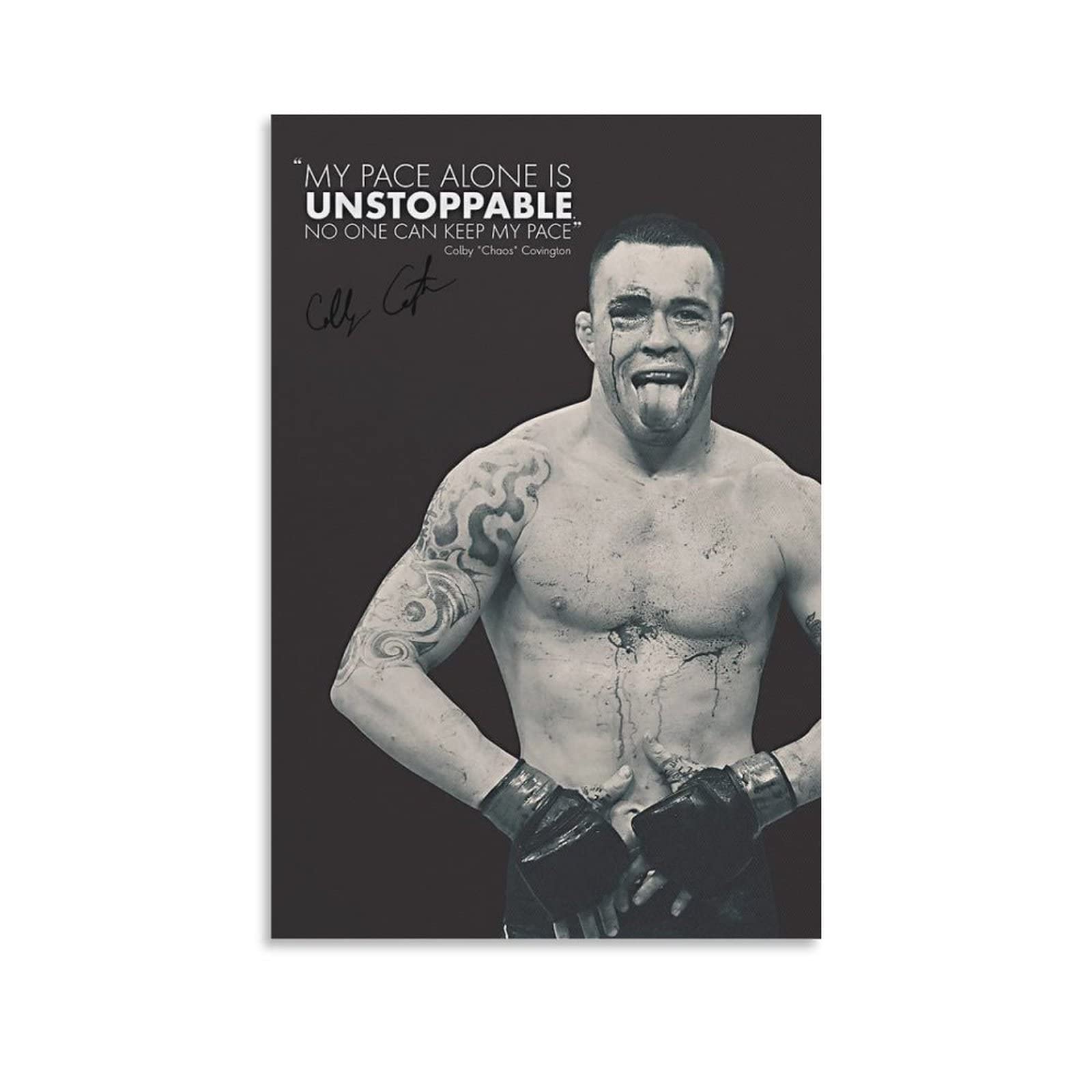 Vintage Boxer Colby Covington Signed Art Poster - Canvas Wall Art Print, Home Decor Gift, 20x30 inches (50x75cm) - Perfect for Man Cave, Sports Bar, Gym & Boxing Fan Room Decor