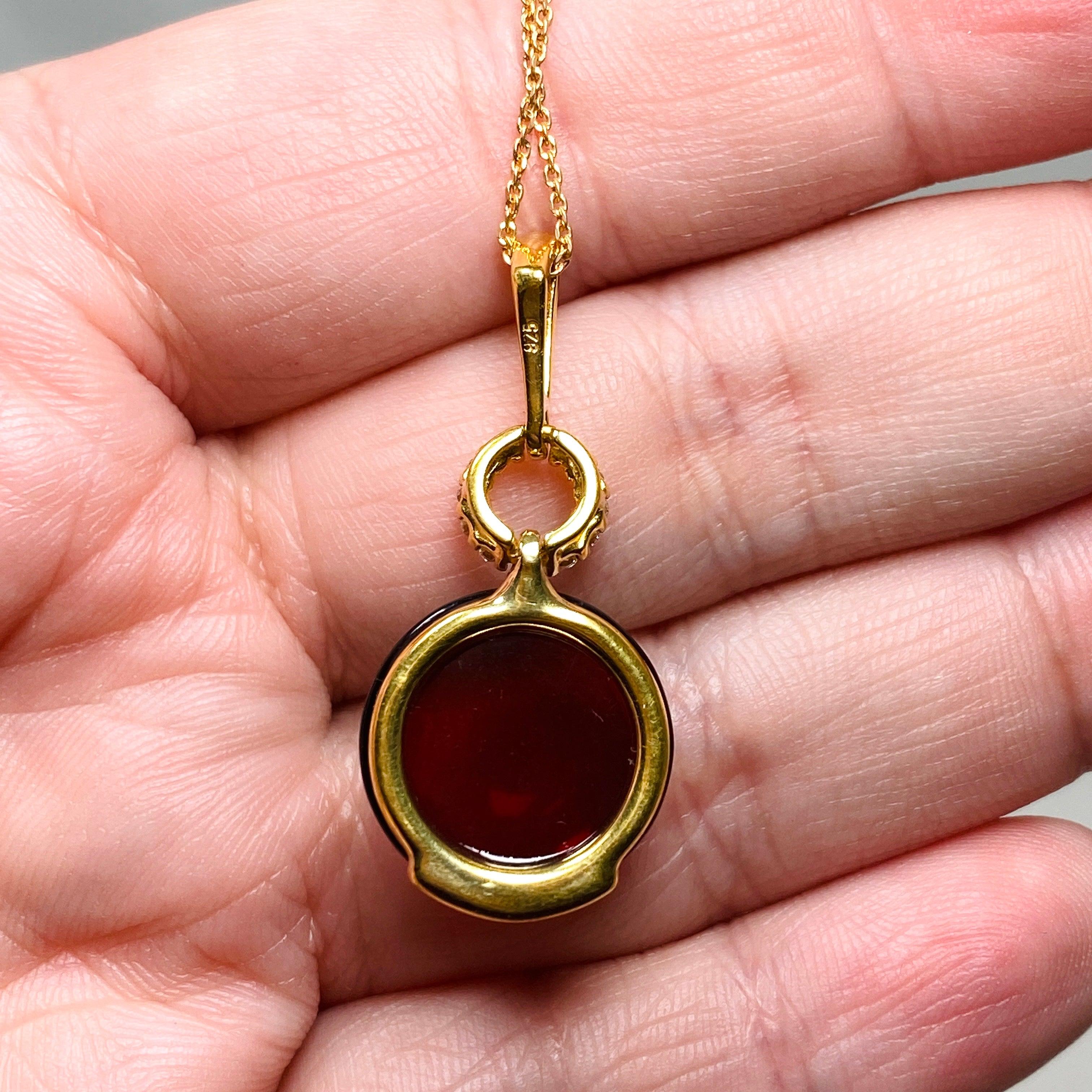 Baltic Cherry Amber 18k Gold Plated Pendant Necklace AMB280 - Elegant Jewelry Gift for Women, Perfect for Weddings & Special Occasions