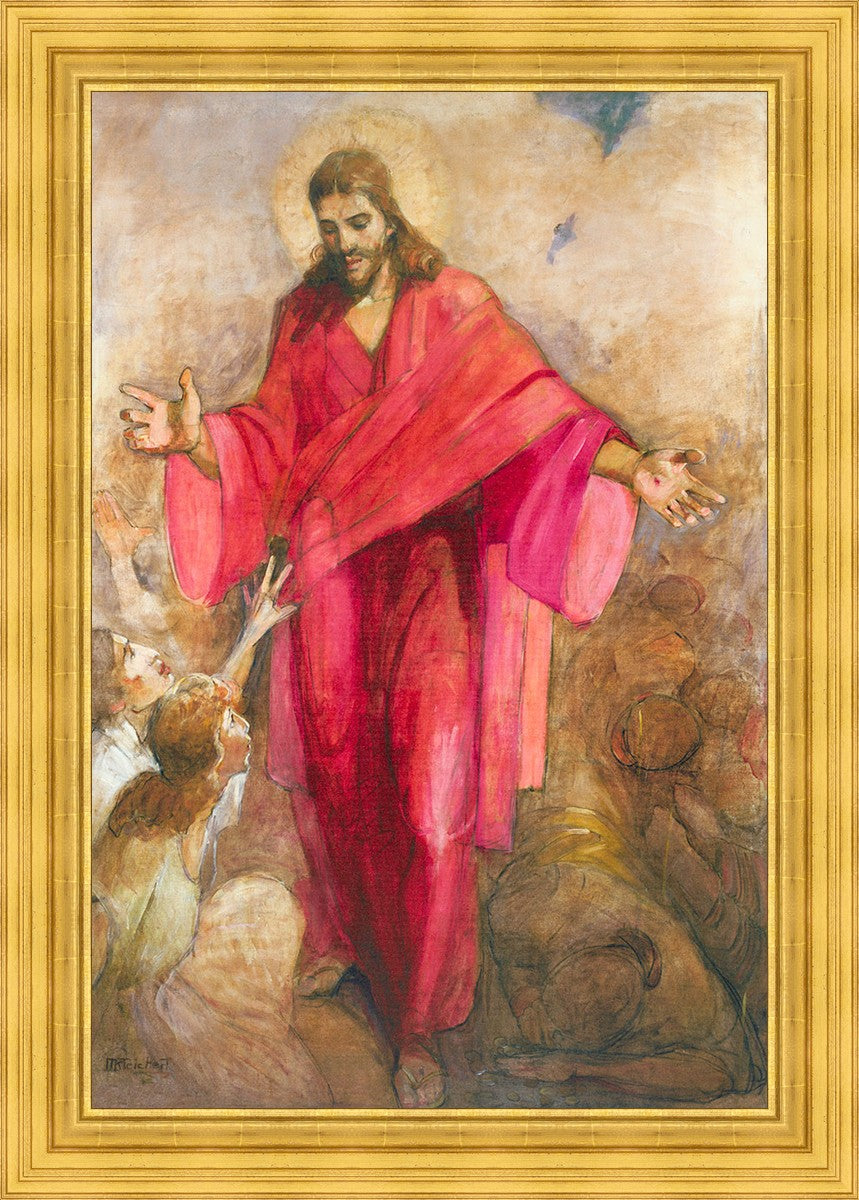 Large Christ in Red Robe Wall Art - Religious Home Decor for Living Room, Bedroom & Church