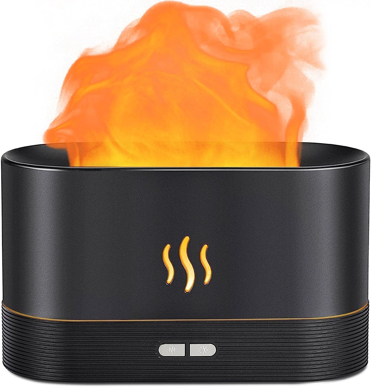 Lifeberg Essential Oil Diffuser with Realistic Flame Effect - 180ml Aromatherapy Humidifier with 2 Adjustable Night Lights & Auto Shut-Off - Perfect for Bedroom, Yoga, Spa & Office Relaxation (Black)