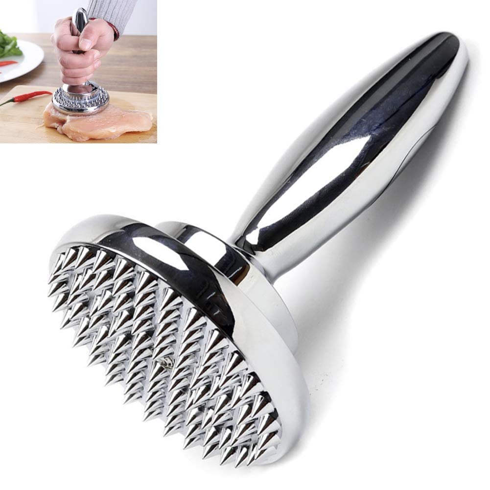 Premium Dual-Sided Meat Tenderizer & Marinating Tool - Heavy Duty Stainless Steel Mallet for Steak, Chicken & Pork - Perfect for Grilling, BBQ & Home Cooking - Reversible Hammer Design for Even Tenderizing