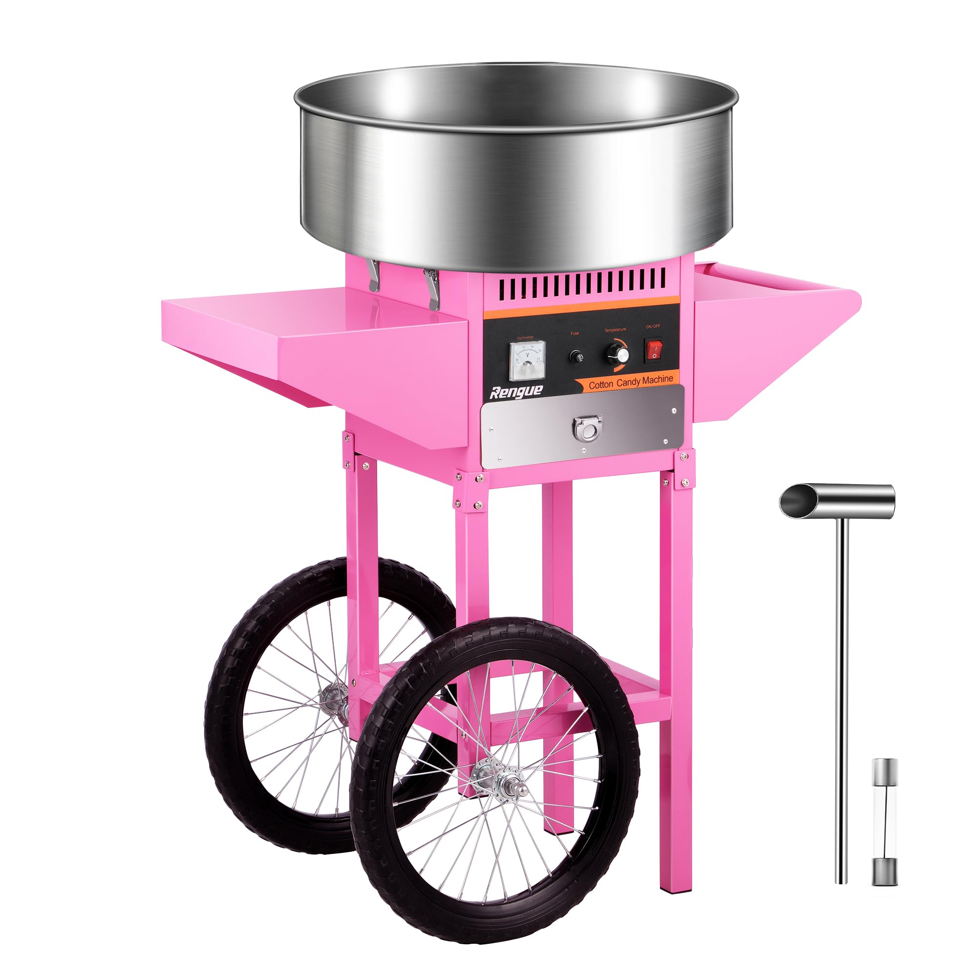 Commercial Electric Cotton Candy Machine 1000W - Pink Stainless Steel Floss Maker with Sugar Scoop & Drawer for Home, Parties, Carnivals, Kids Birthday, Events - Perfect for Family Gatherings & Festive Celebrations