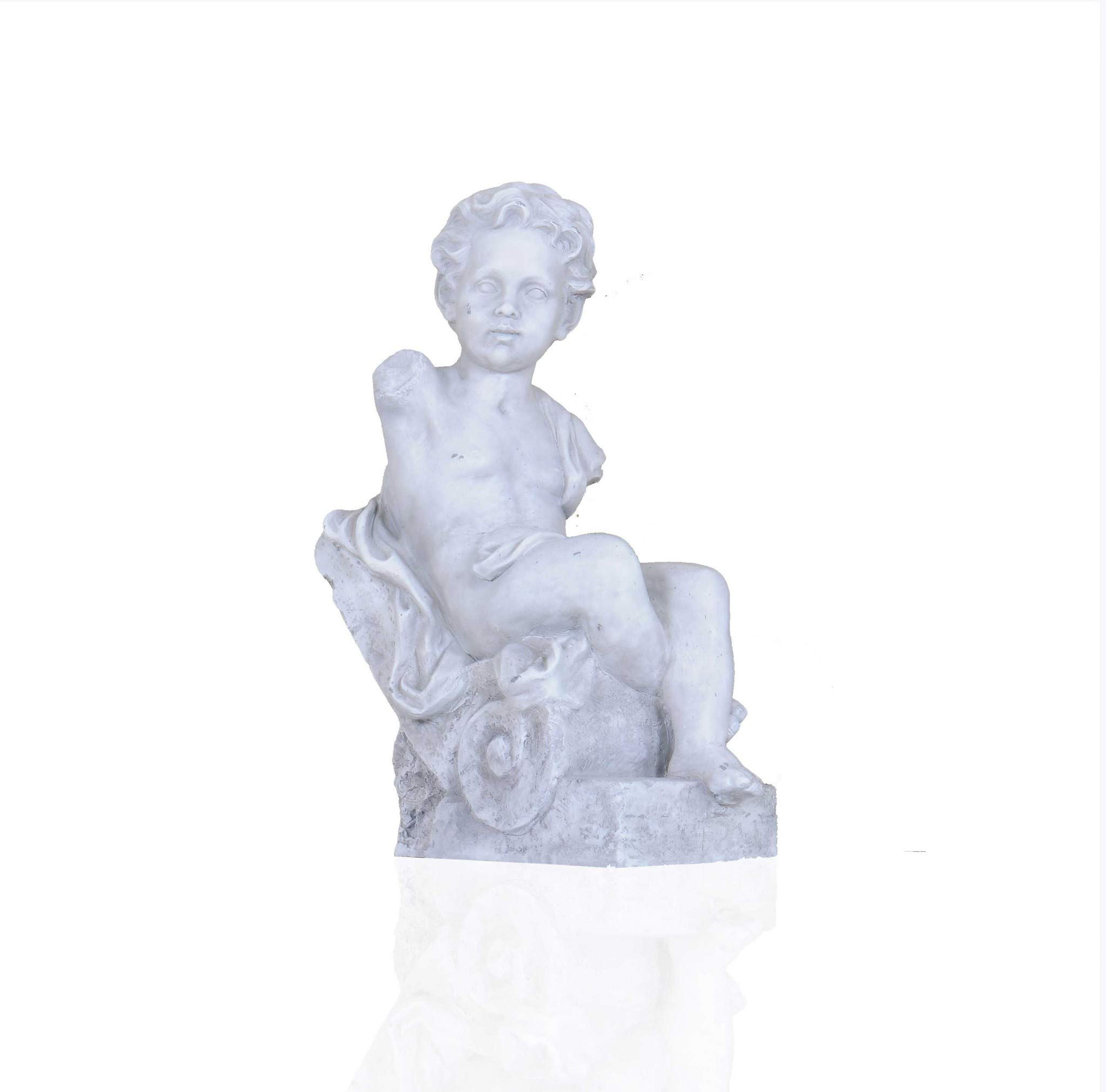 HomeRoots Decor 8x16x21 Inch Boy Sitting Statue - Handcrafted Garden Sculpture for Outdoor Patio, Yard & Lawn Decor - Perfect Gift for Kids & Home Decoration