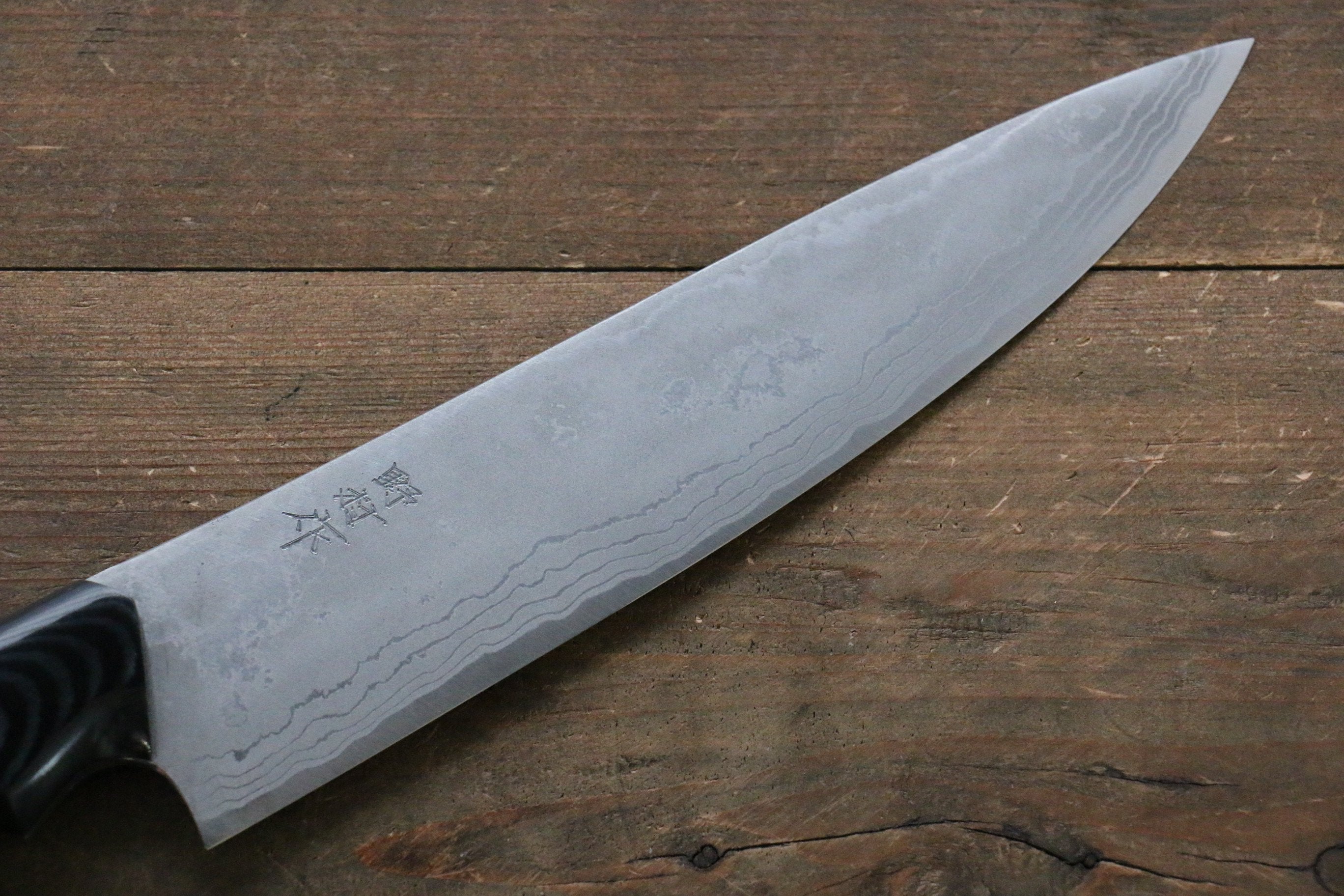 Premium Kazuo Nomura White Steel No.2 Damascus Gyuto Chef Knife 210mm - Japanese Kitchen Knife with Micarta Handle for Professional Chefs & Home Cooking - Perfect for Slicing, Dicing & Meat Cutting