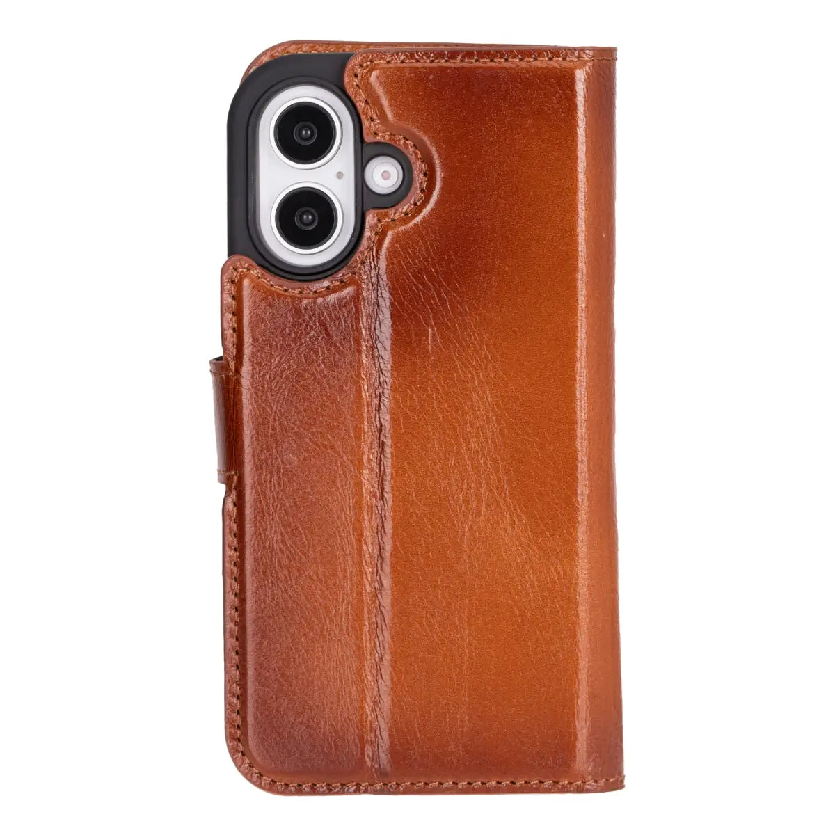 Premium Burnished Tan Leather Wallet Case for iPhone 16 (2024 Model) - Slim Protective Cover with Card Slots | Perfect for Everyday Use, Travel & Business
