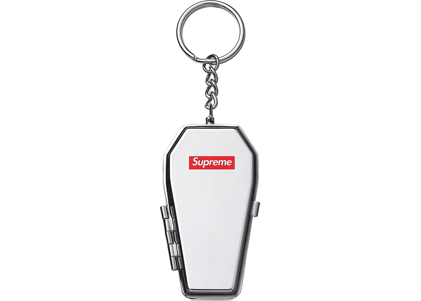 Supreme Silver Coffin Keychain - Gothic Style Accessory for Keys, Bags & Backpacks - Perfect for Halloween, Punk & Rock Fashion