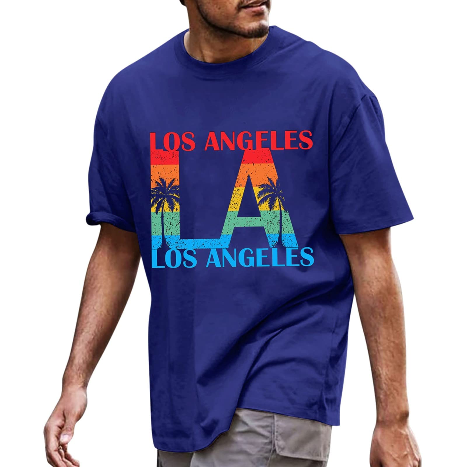 Men's Hawaiian Beach Short Sleeve T-Shirt - Summer Cotton Tee for Vacation & Casual Wear