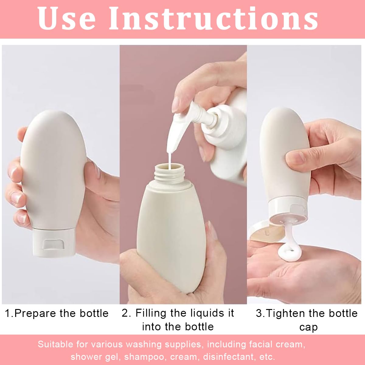 Venzina® 3-Pack 60ml Travel Bottles Set - Leak Proof Refillable Plastic Containers for Toiletries, Shampoo, Lotion & Cream | TSA Approved Squeeze Bottles with Secure Lids | Perfect for Air Travel, Gym & Vacation Essentials
