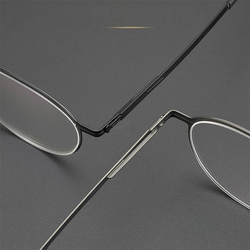 Aimee Unisex Full Rim Round Screwless Stainless Steel Eyeglasses Frame 25408 - Lightweight & Durable Glasses for Men & Women - Perfect for Reading, Working & Daily Wear