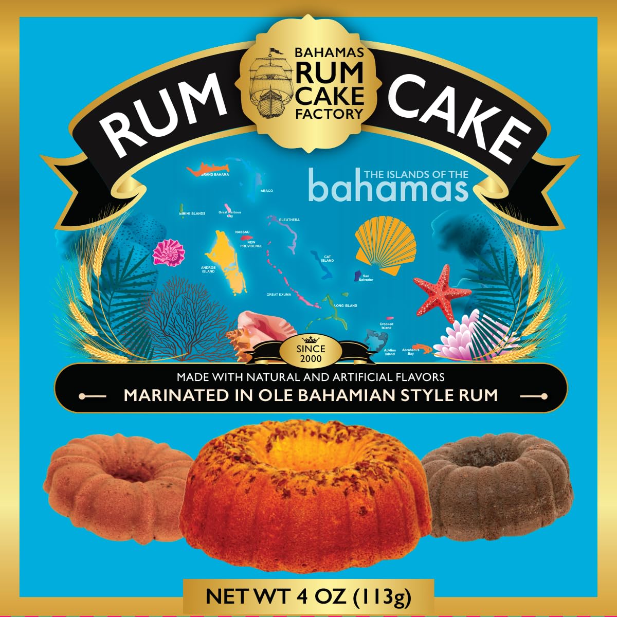 Original Bahamas Rum Cake - Ole Nassau Authentic 4 oz Rum Cake | Gourmet Dessert for Holidays, Gifts & Special Occasions