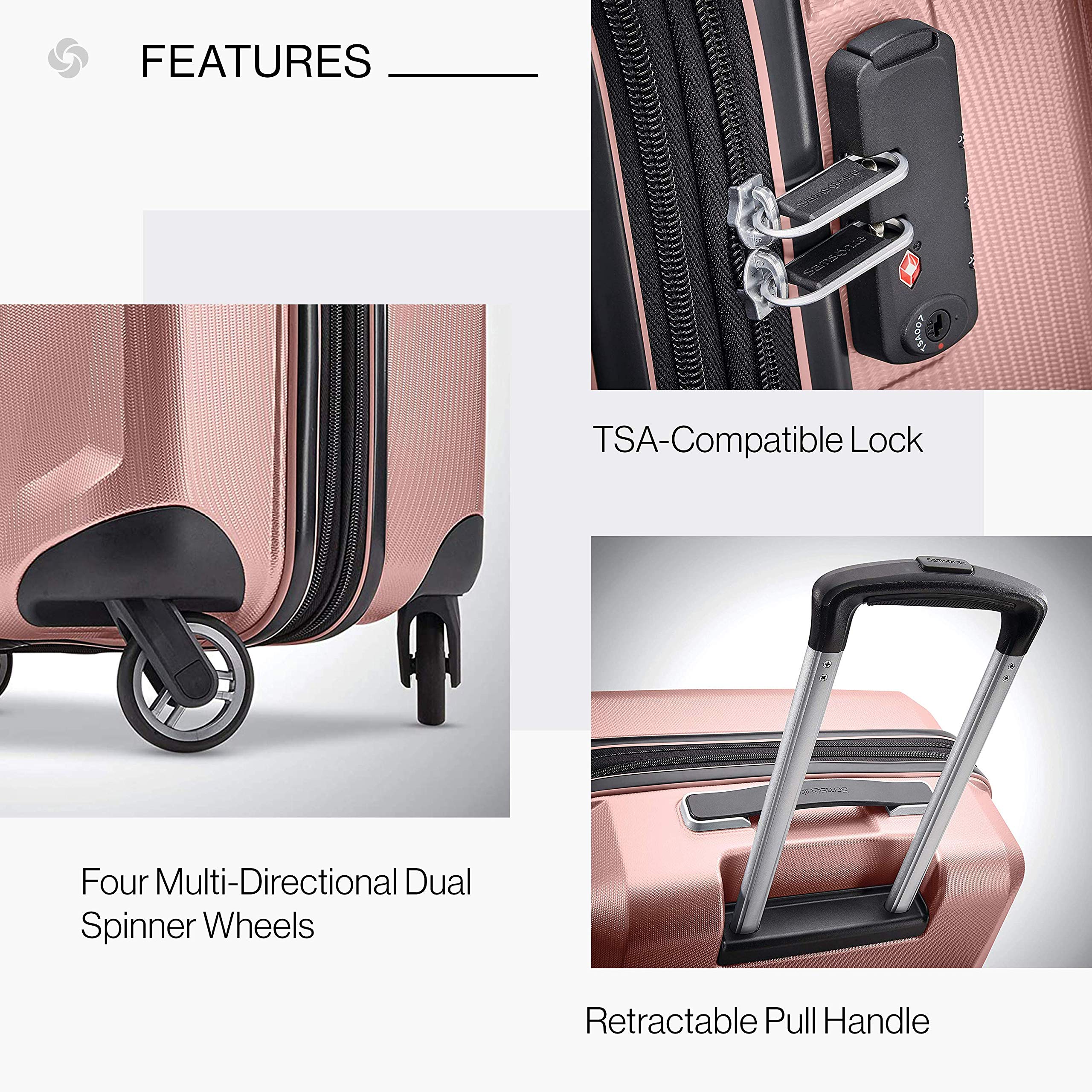 Samsonite Winfield 3 DLX Expandable Hardside Spinner Luggage 25-Inch Checked-Medium Suitcase - Rose | Perfect for Business Travel, Vacation & Airplane Carry-On