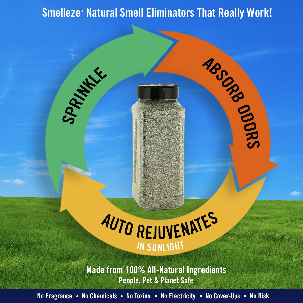 Smelleze Dead Animal Odor Eliminator Granules - Natural & Effective Rodent & Wildlife Smell Remover for Indoor & Outdoor Use - 25 lbs | Eliminates Strong Pet, Trash & Decomposition Odors in Homes, Cars & Garages