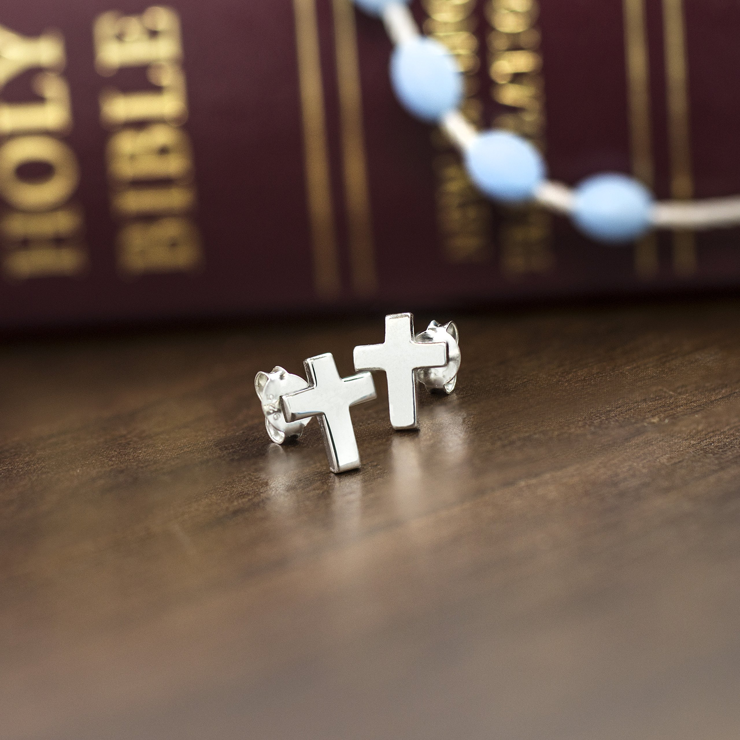 Sterling Silver Cross Stud Earrings for Women - Hypoallergenic Religious Jewelry - Perfect for Church, Gifts & Everyday Wear