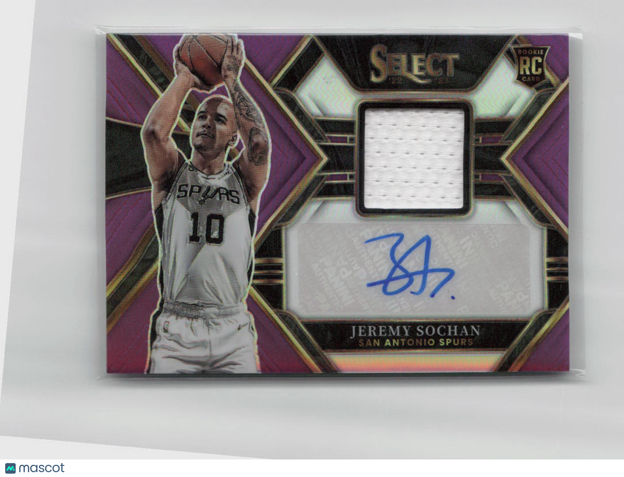 2022-23 Panini Select Jeremy Sochan Rookie Patch Auto Purple #RJA JSC 37/99 - NBA Basketball Trading Card for Collectors & Fans - Perfect for Sports Memorabilia Collections, Gift Giving & Investment