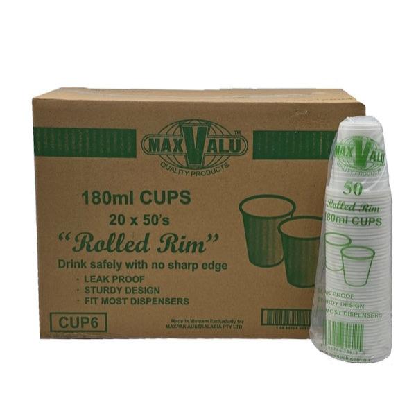 MaxValu 180ml (6oz) Disposable Plastic Water Cups - Pack of 1000 - Perfect for Parties, Events, and Office Use
