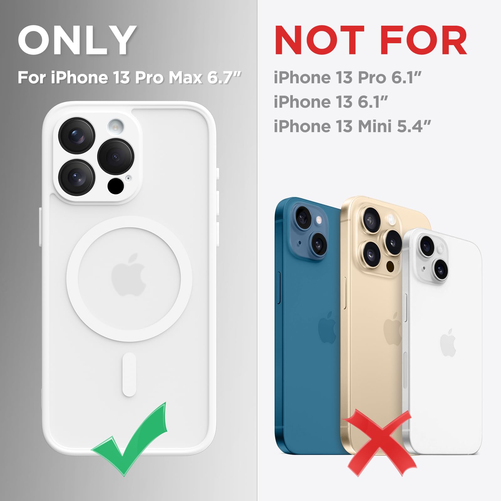 CAPRRO Magnetic iPhone 13 Pro Max Case - Slim Shockproof Matte Translucent Cover with MagSafe Compatibility & Full Camera Protection | Perfect for Everyday Use, Travel & Outdoor Activities (6.7