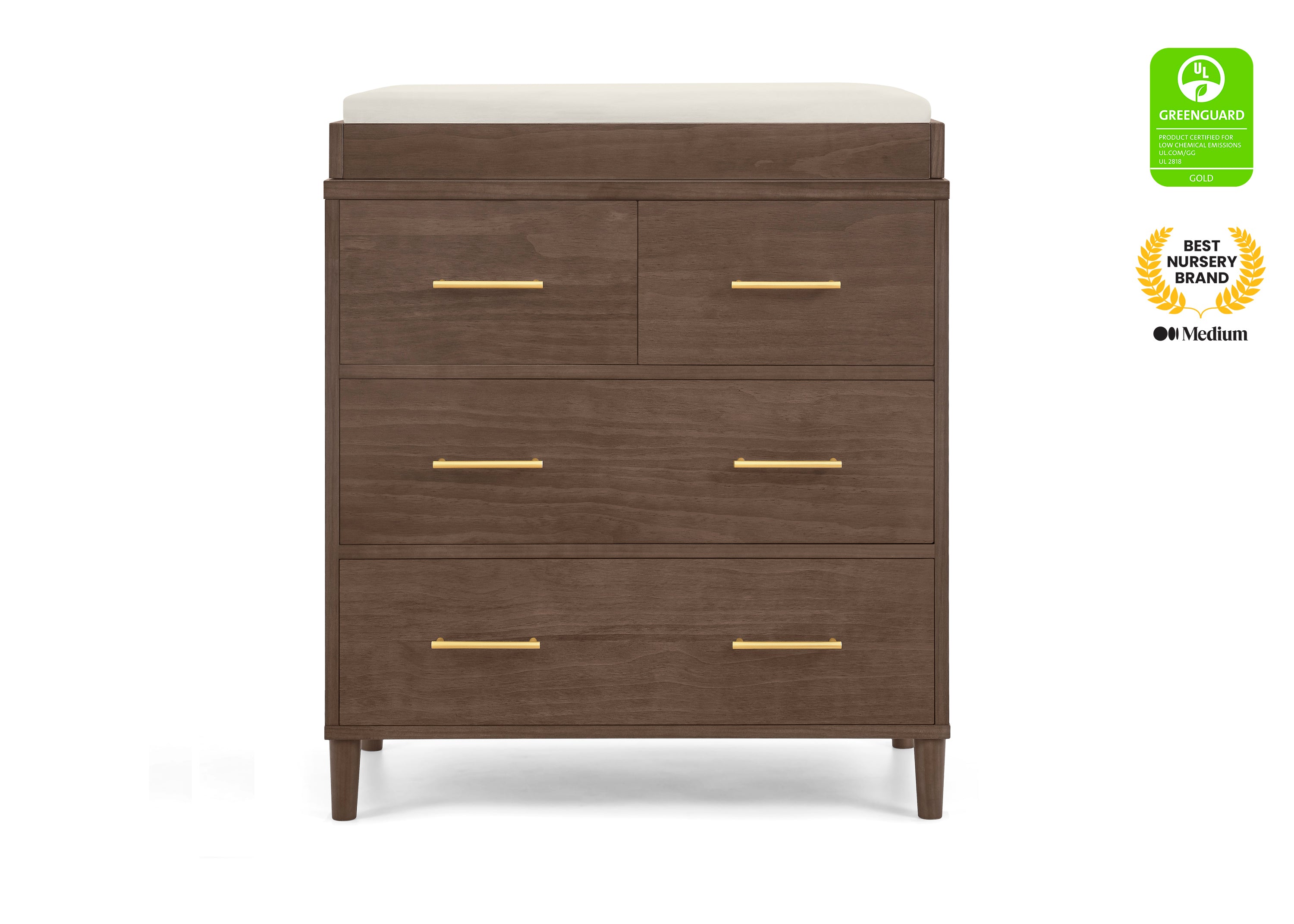 Classic 4 Drawer Dresser with Changing Top & Interlocking Drawers - Nursery Storage Solution for Baby Clothes and Essentials | Perfect for Bedroom Organization and Baby Care