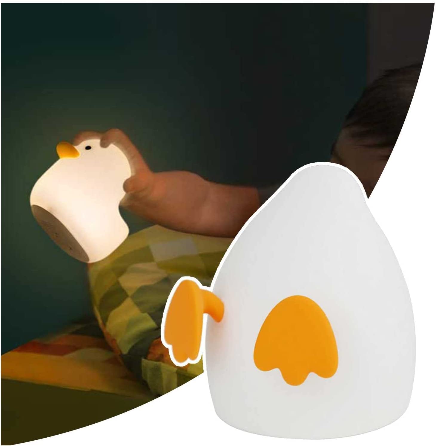 RHARU Cute Duck Night Light - Rechargeable Silicone Nursery Lamp with Touch Sensor, Soft Glow Bedside Table Lamp for Kids, Women & Teens - Perfect for Bedrooms, Nurseries & Dorm Rooms (Color: A)