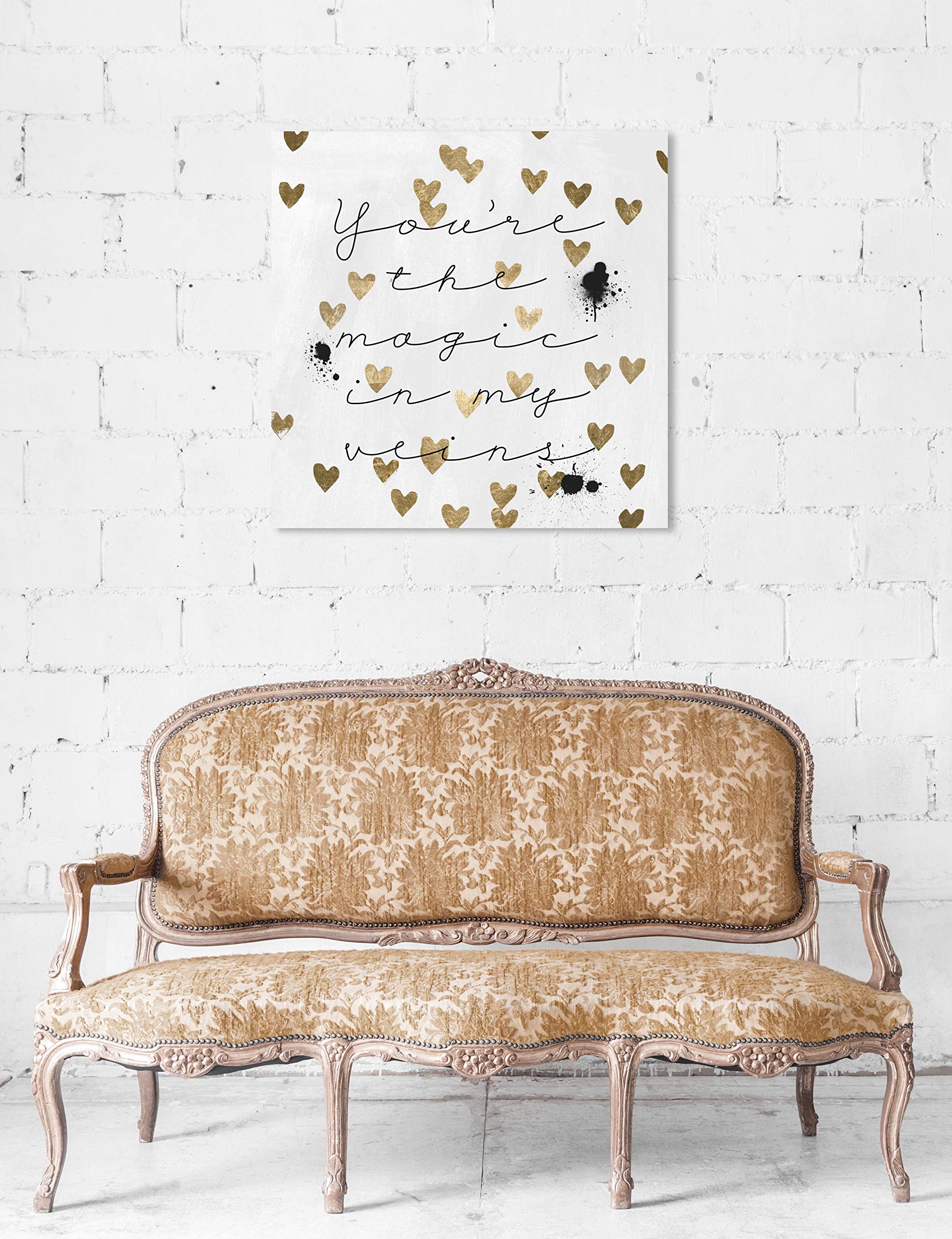 Oliver Gal Artist Co. 'Magic in Me' Gold & White Typography Wall Art Canvas Print - 30x30 Inch Inspirational Quote Home Decor for Living Room, Bedroom & Office