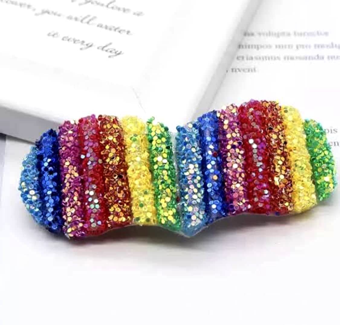 DRP Unicorn Hair Clips for Girls - Cute Bunny & Rainbow Hair Accessories with Glitter - Pack of 4 Stylish Hair Clips for Kids & Baby Girls - Perfect for School, Parties, and Everyday Fashion