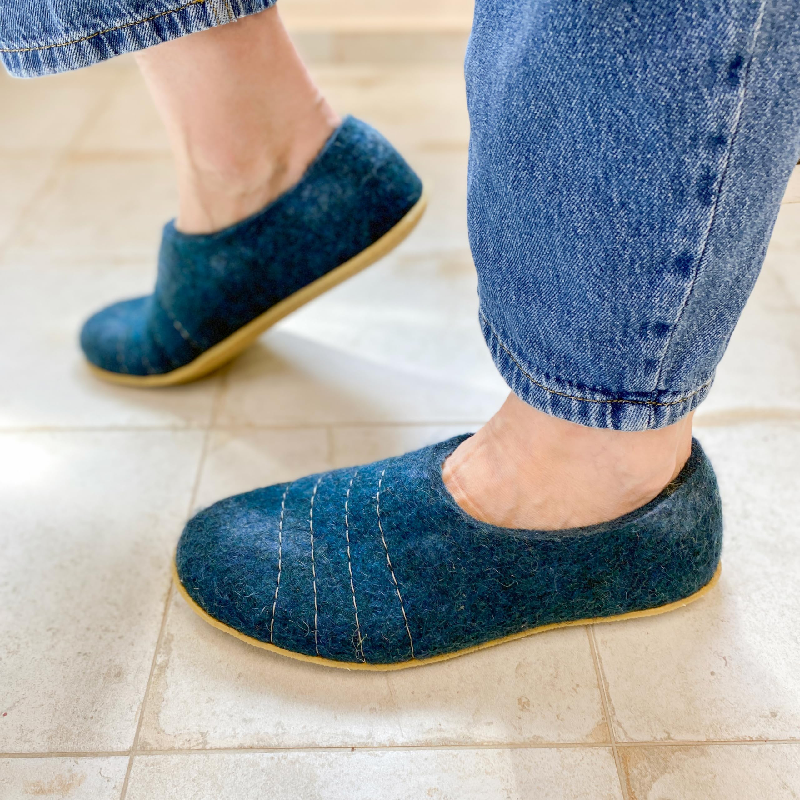 Men's Natural Boiled Wool Slippers - Warm Comfort House Shoes for Winter - Perfect Father's Day Gift for Dad - Ideal for Indoor Relaxation, Lounging & Cold Weather