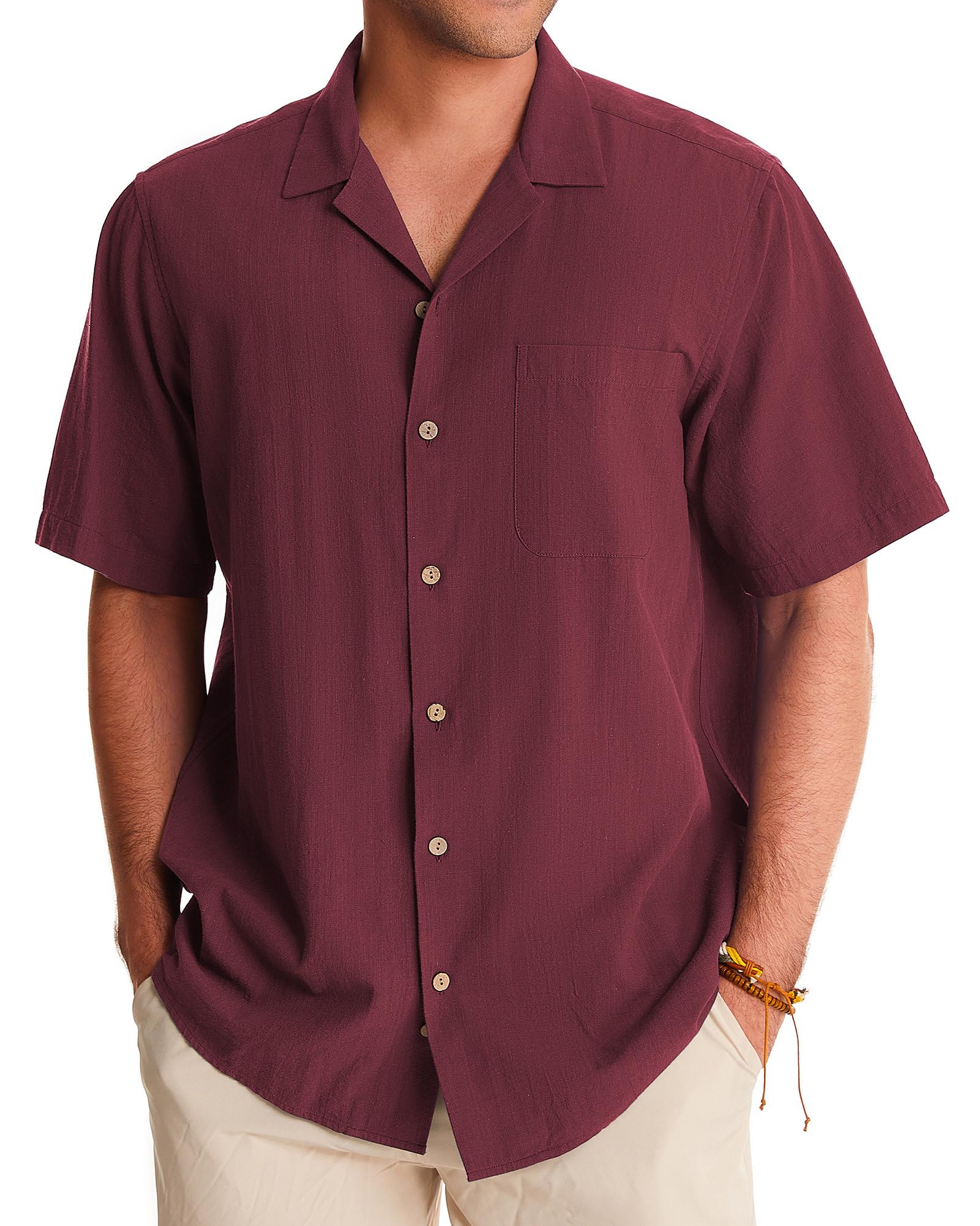 Premium Men's Linen Short Sleeve Button Down Shirts - Breathable Cotton Summer Casual Shirts for Beach, Vacation & Hawaiian Style | Perfect for Tropical Getaways, Pool Parties and Summer Weddings