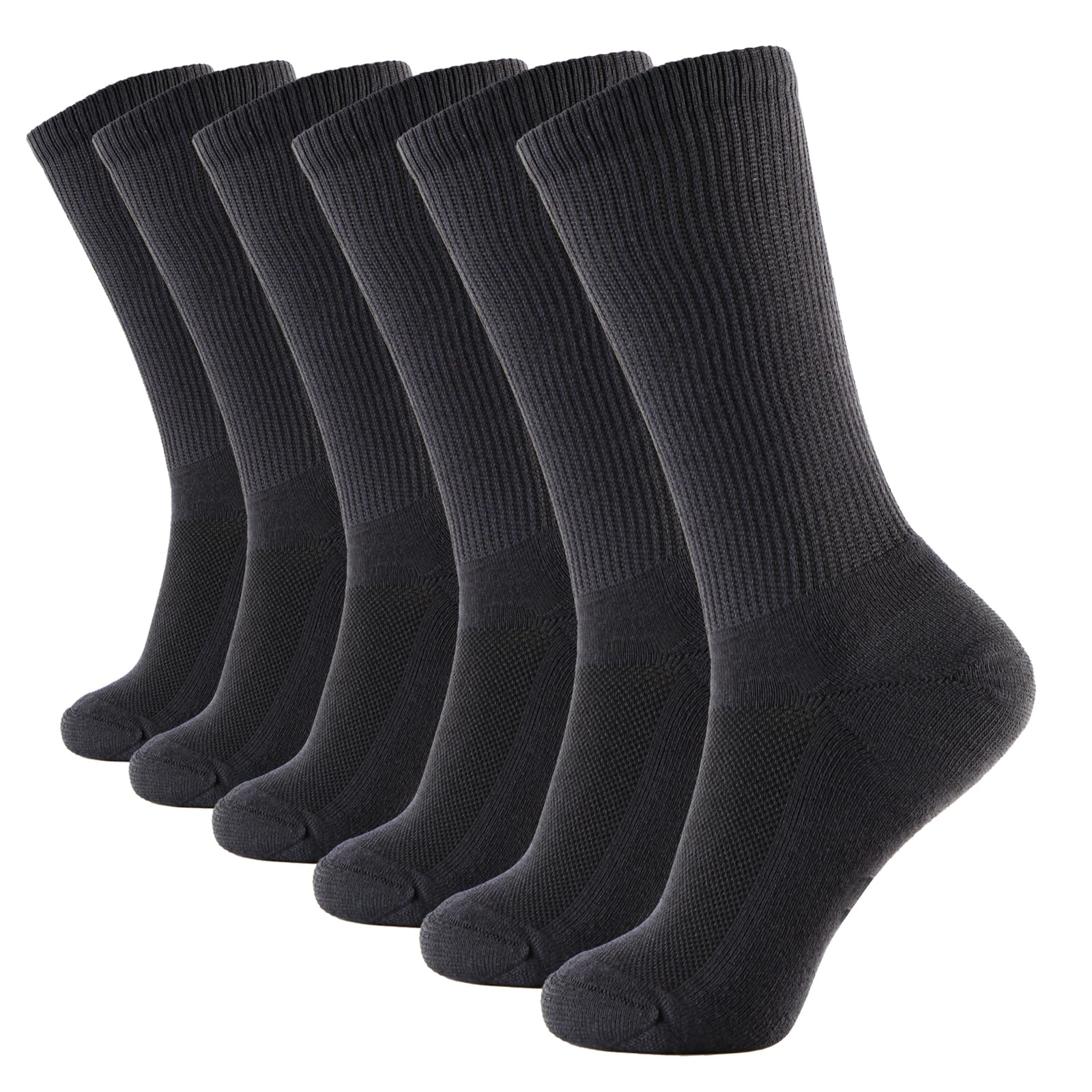 Premium 6-Pair Men's Bamboo Viscose Dress Socks - Soft Cushioned Crew Socks with Odor Control (Black & White) - Perfect for Business, Office & Formal Occasions