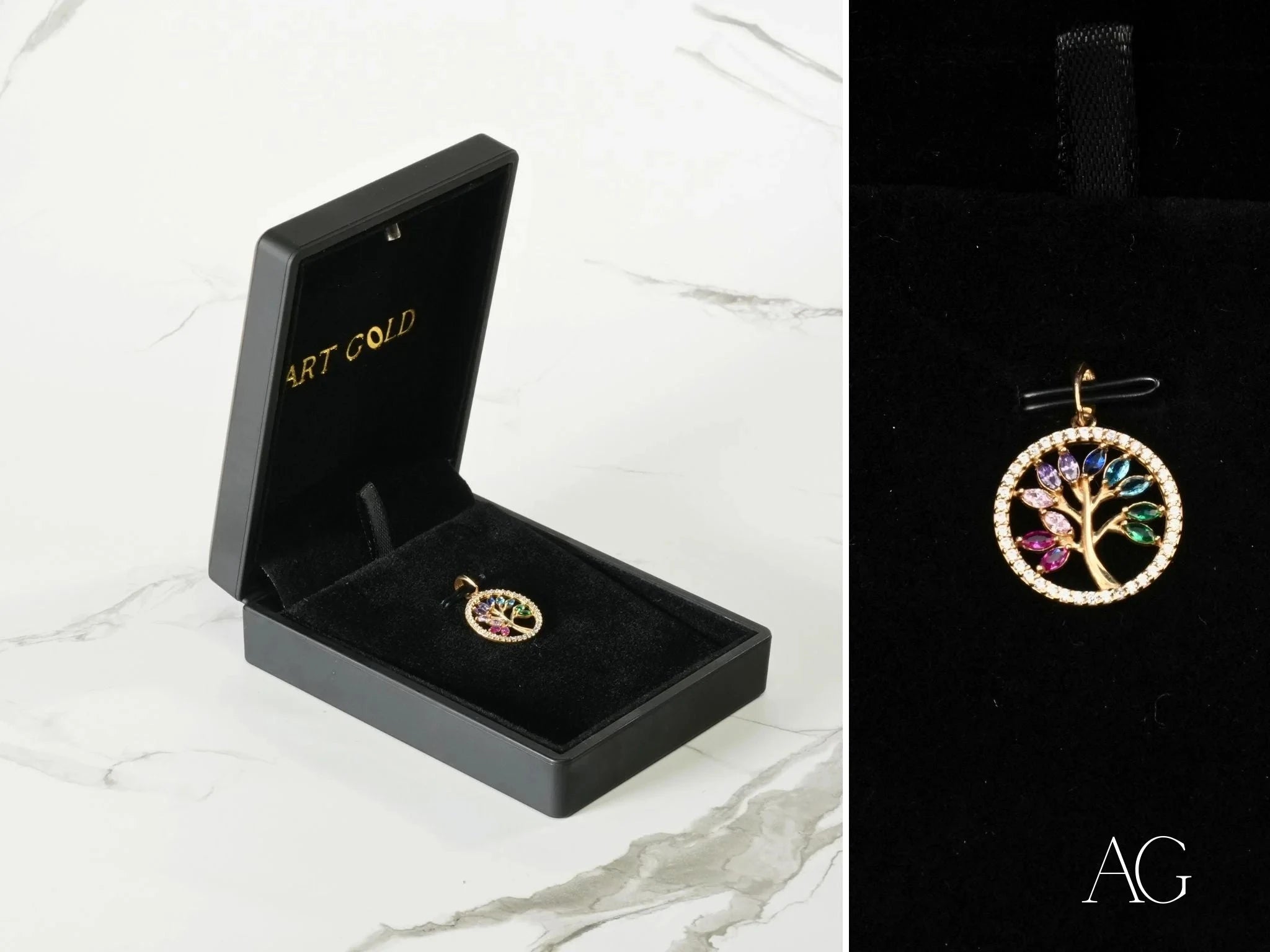 Radiant Life: Colorful CZ Tree of Life Pendant Necklace - Perfect for Boho Fashion, Spiritual Jewelry & Gift Giving