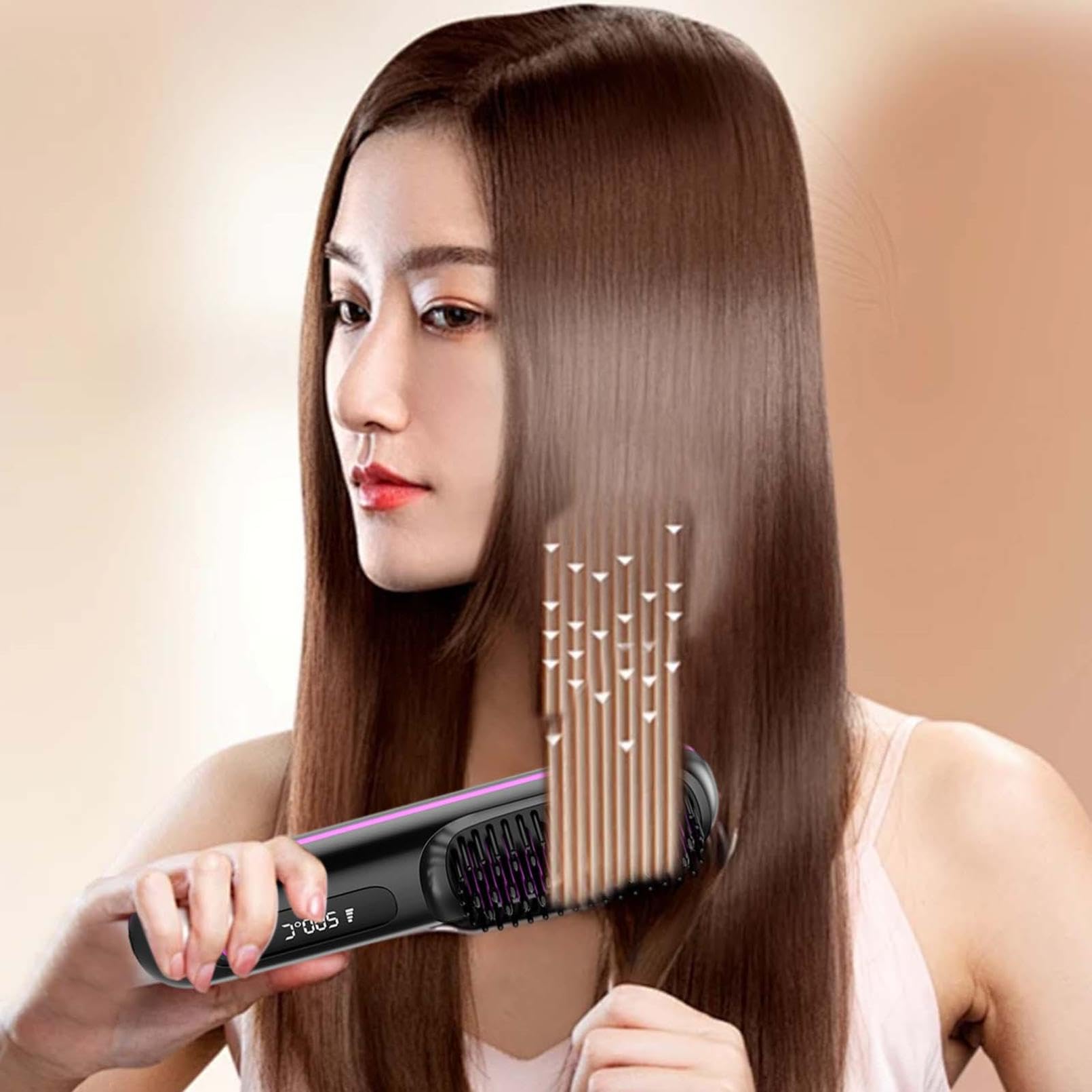 Blyss Cordless Straightening Brush - 2-in-1 Negative Ion Hair Straightener & Styler | Portable Mini Hair Straightener for Travel & Home Use | Perfect for Smoothing & Styling on the Go