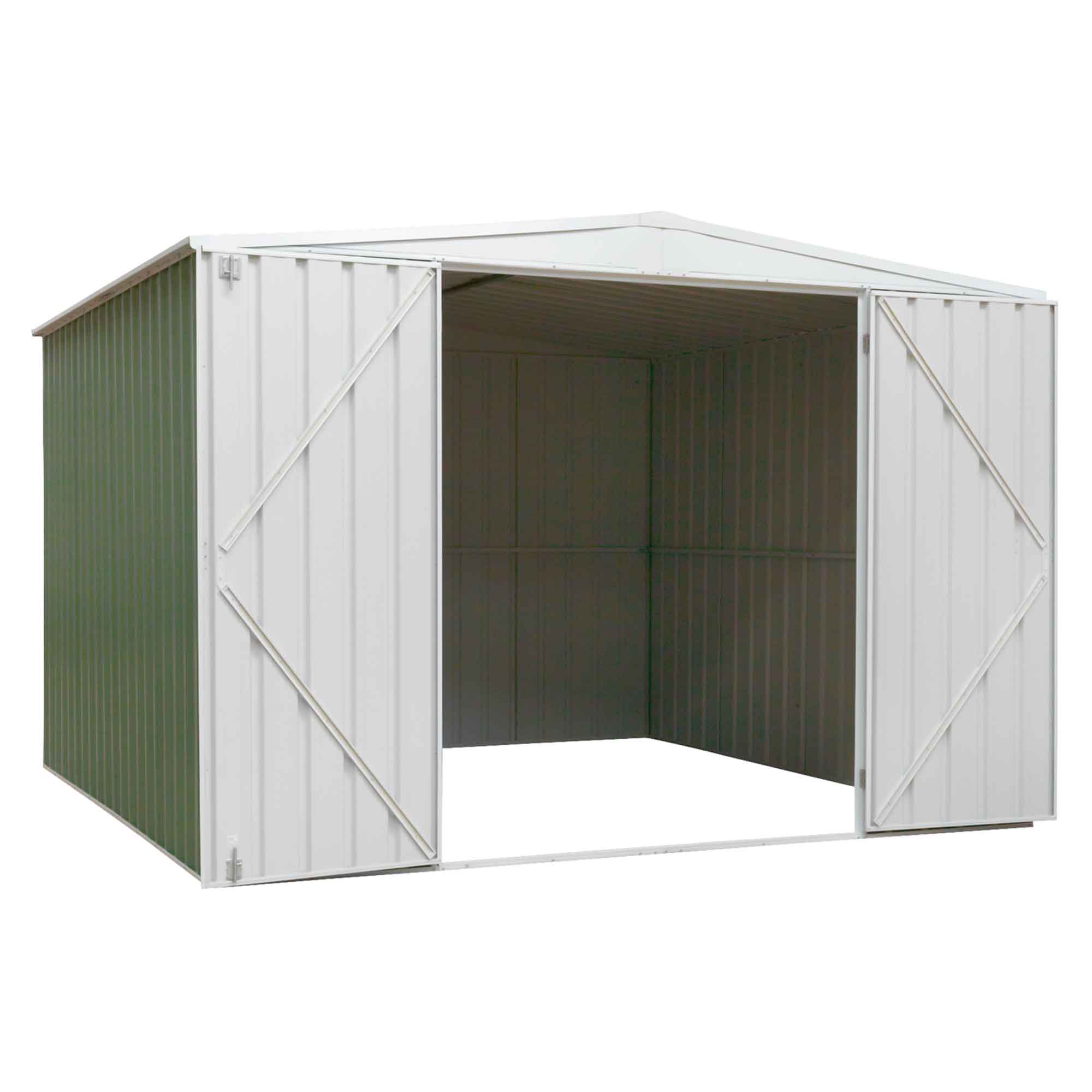 10x10ft Galvanized Steel Outdoor Storage Shed with Apex Roof - Heavy Duty Garden Shed for Backyard, Patio & Lawn Equipment Storage (Green, Model DG116) | Weather-Resistant Metal Shed for Tools, Bikes & Seasonal Items