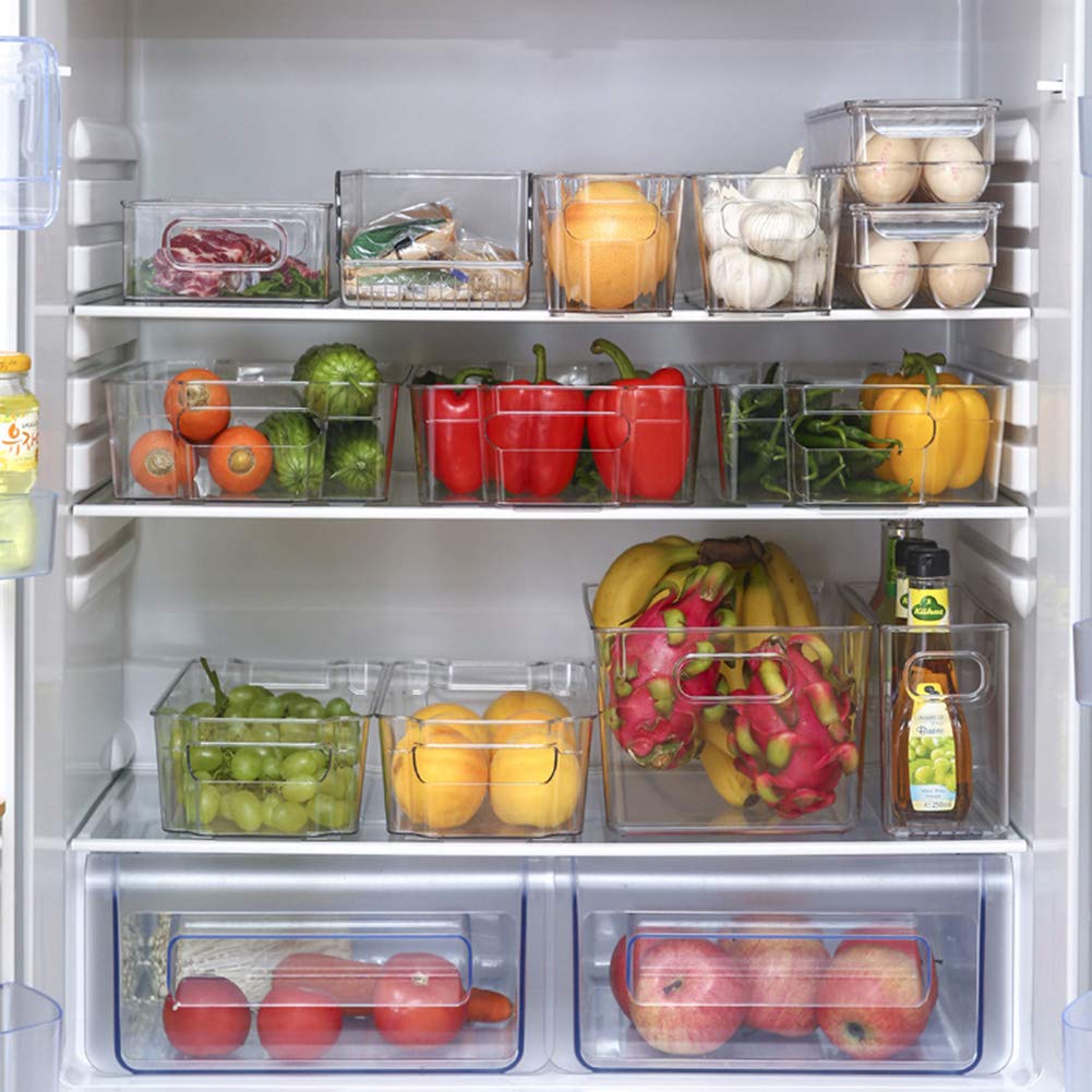 VALINK Stackable Refrigerator Organizer Bins with Handles - Space Saving Fridge Storage Box for Freezer, Fruits, Yogurt, Snacks & Pasta (1-Pack) | Perfect for Kitchen, Pantry & Meal Prep Organization