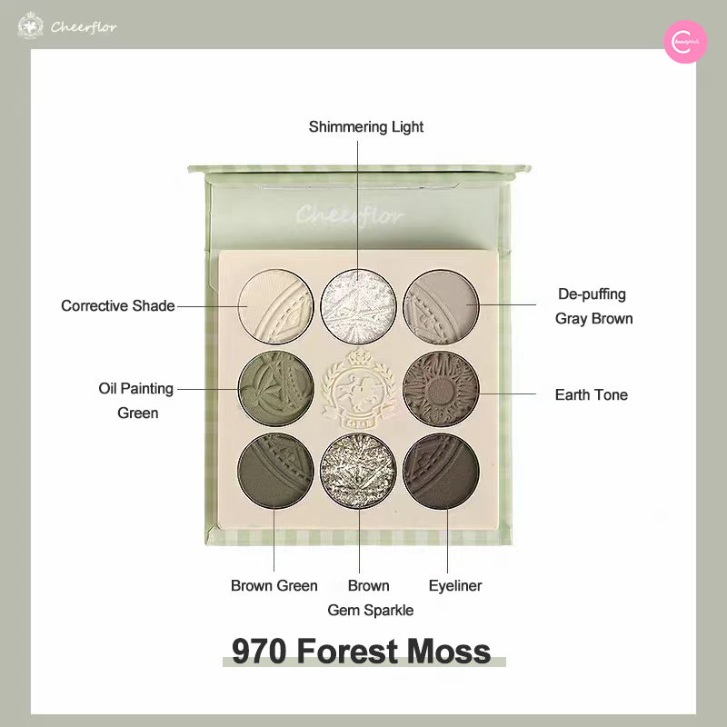 CHEERFLOR Fairy Garden Series 8-Color Embossed Eyeshadow Palette - Long Lasting Pigmented Makeup for Day & Night Looks - Perfect for Parties, Weddings & Special Occasions