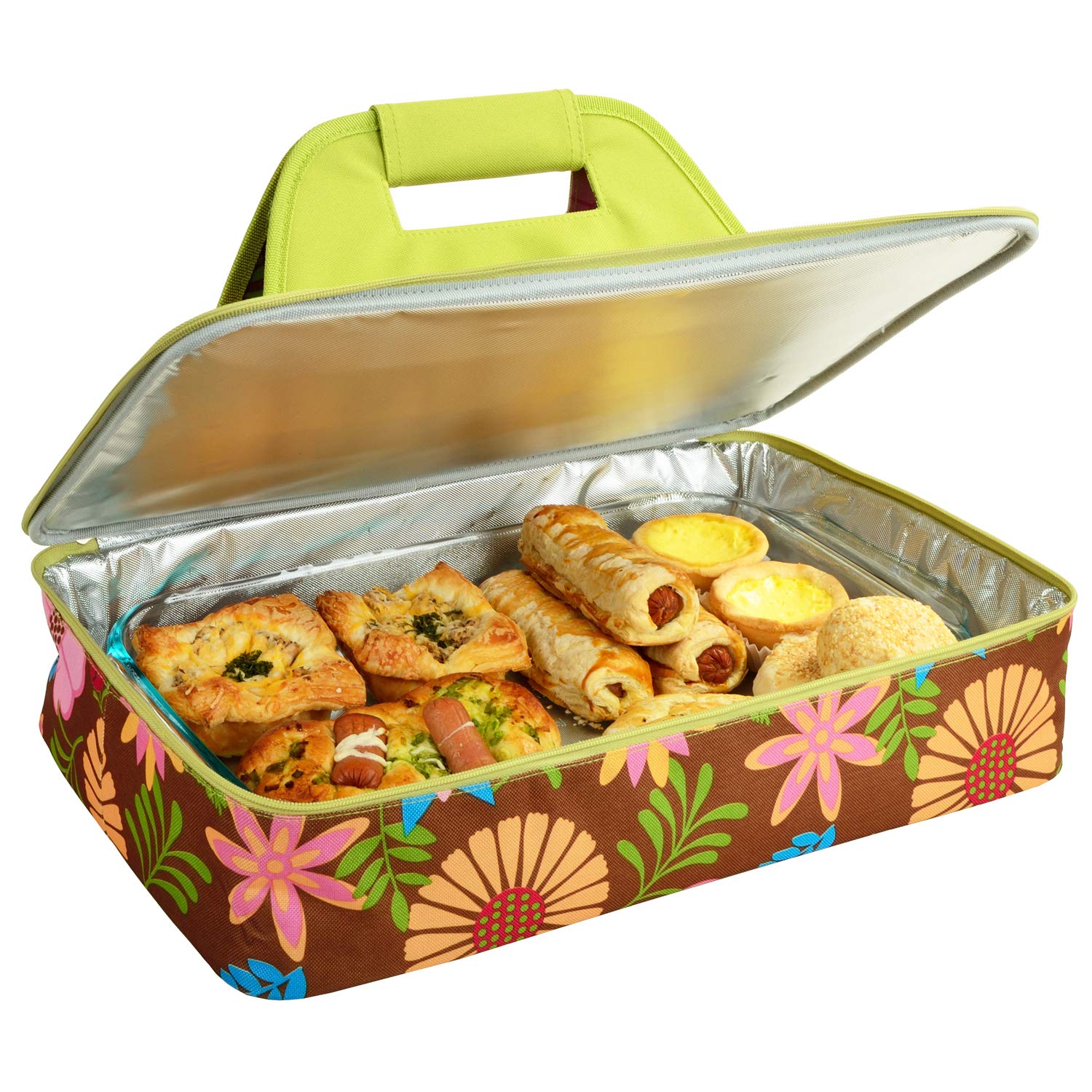 Floral Insulated Food Carrier - Thermal Picnic Bag for Cakes, Pies & Hot Meals | Perfect for Outdoor Dining, Beach Trips & Potluck Parties