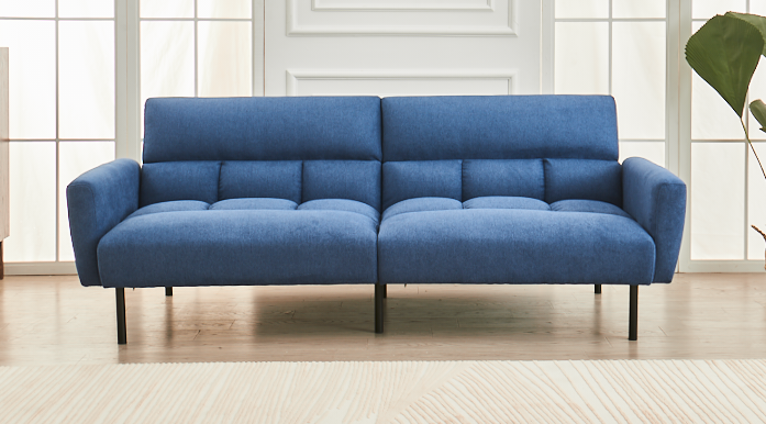 BlueFlex Sleeper Sofa - Convertible Split Back Design with Memory Foam Mattress, Removable Arms & Sturdy Steel Legs | Perfect for Small Spaces, Guest Rooms & Apartments