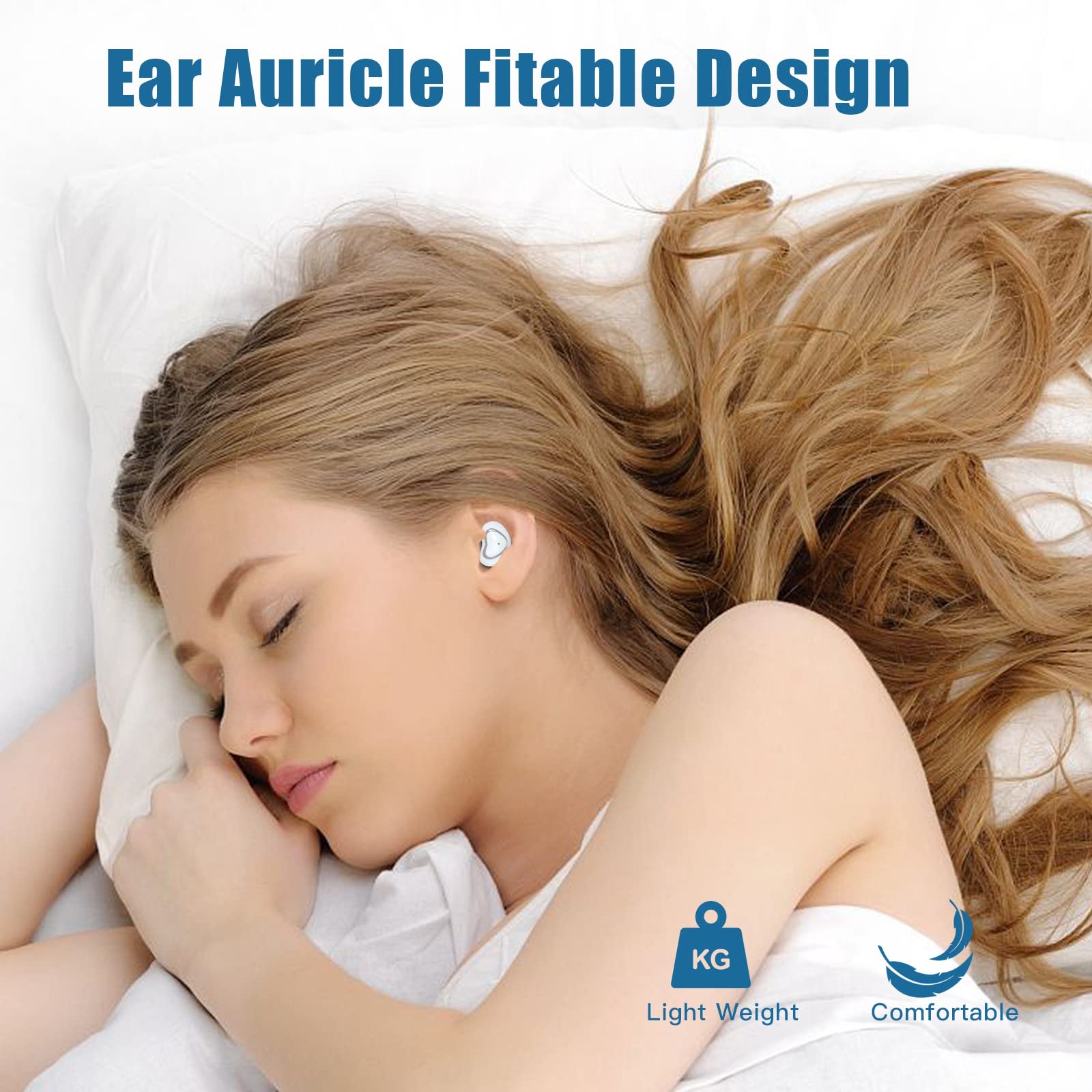 Loluka Sleep Earbuds - Comfortable Bean-Shaped Wireless Earbuds for Sleeping, Stable Bluetooth Connection, Half In-Ear Design, True Wireless Invisible Headphones | Perfect for Side Sleepers, Travel & Nighttime Relaxation