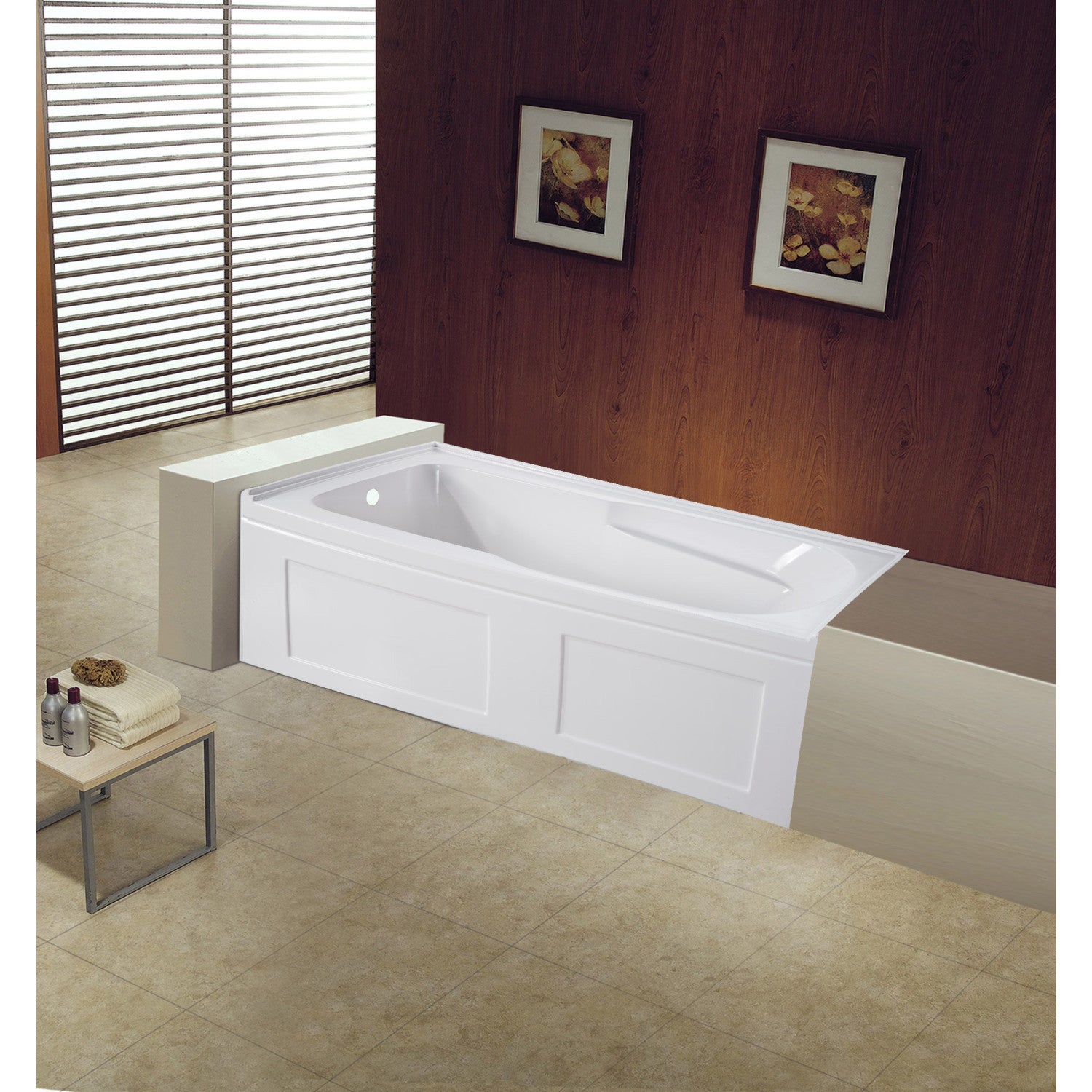Aqua Eden VTAP603220CL 60-Inch Acrylic Rectangular 3-Wall Alcove Bathtub with Anti-Skid Surface & Left Drain Hole - Glossy White - Perfect for Modern Bathrooms & Spa-Like Relaxation
