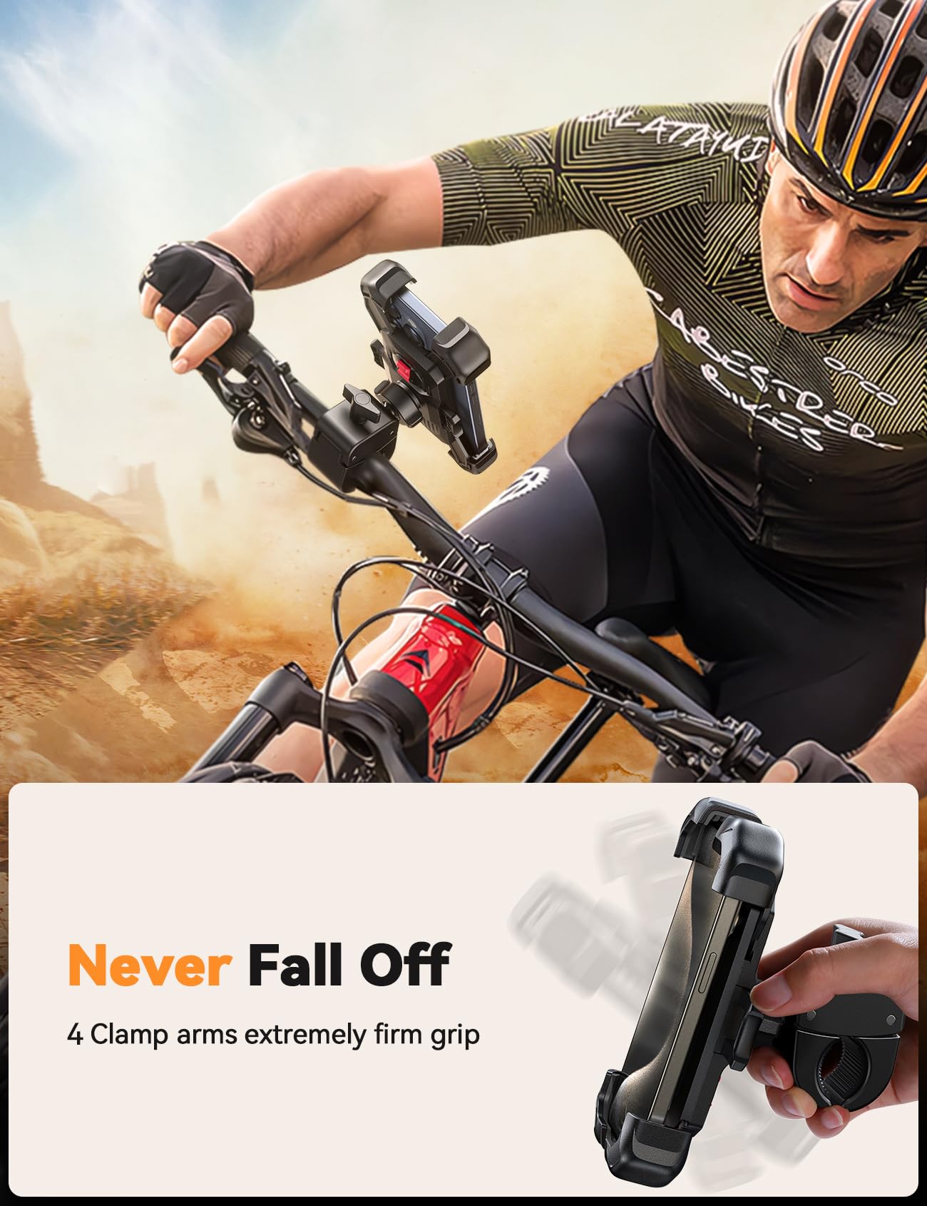 JOYROOM Motorcycle Phone Mount - 1 Second Auto Lock, Military-Grade Anti-Shake (100mph), Universal Bike Phone Holder for iPhone, Samsung & All Smartphones - Quick 10-Second Installation - Perfect for Road Trips, Commuting & Adventure Riding