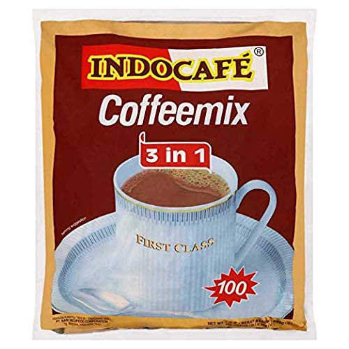 100 Sachets Indocafe 3-in-1 Instant Coffee Mix - Premium First Class Coffee Blend with Free Express Shipping - Perfect for Office, Home & Travel
