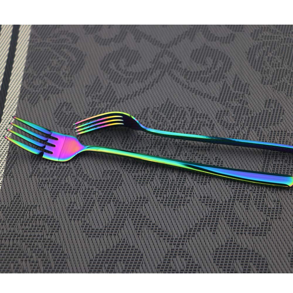 20-Piece 304 Stainless Steel Mirror Polished Rainbow Silverware Set - Knife, Fork, Spoon, Dessert Fork & Teaspoon - Dishwasher Safe - Elegant Dining for 4 - Perfect for Weddings, Parties & Fine Dining