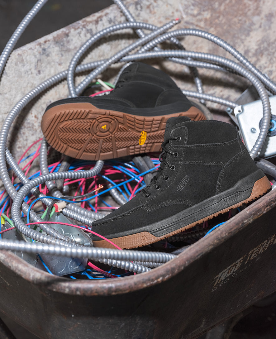Men's Gibson Soft Toe Work Boots - Black & Gum Leather - Comfortable & Durable for Construction, Hiking & Outdoor Activities