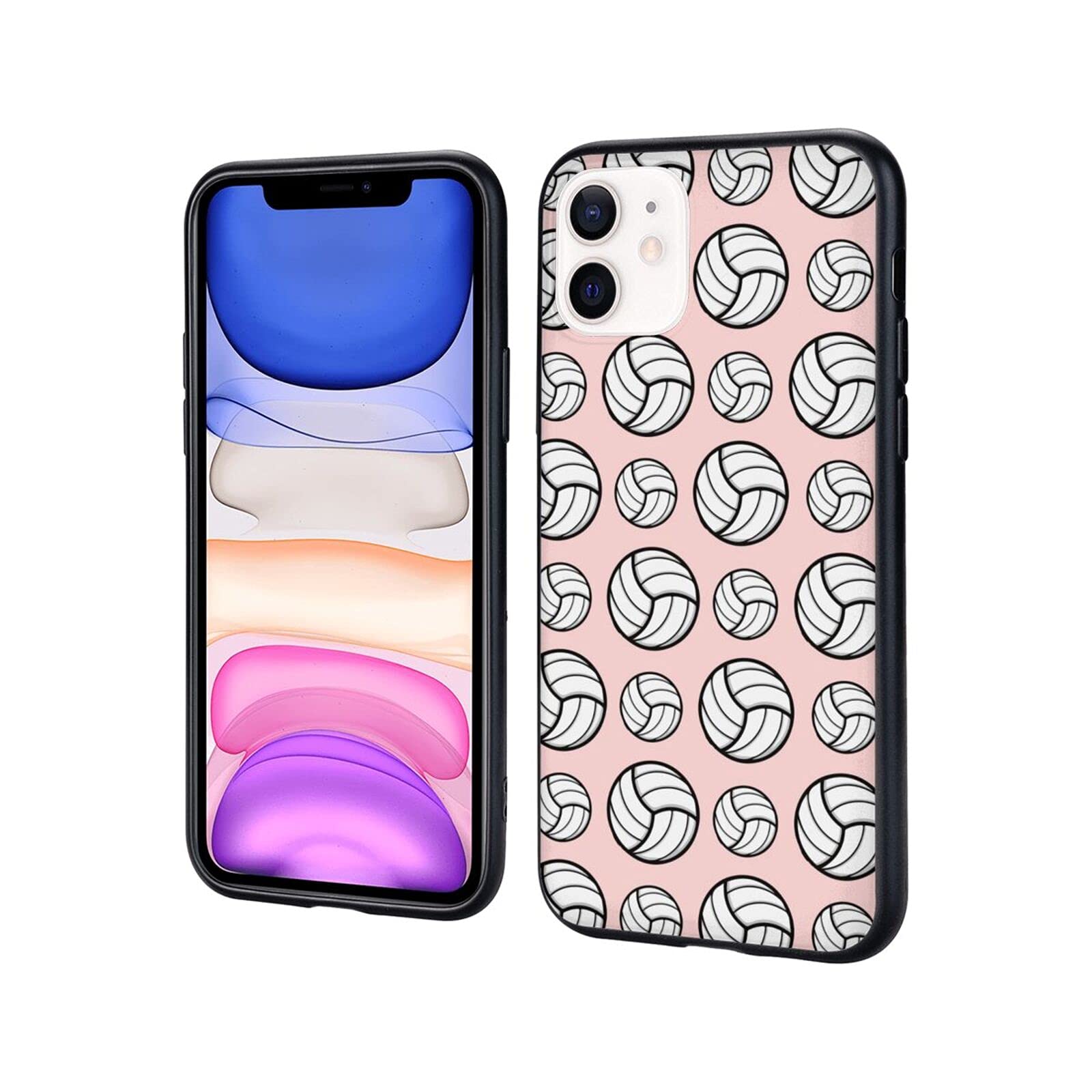 SWEET TANG Soft TPU Rubber Volleyball Pattern Pink Phone Case for iPhone 11/11 Pro/11 Pro Max - Shockproof, Slim & Smooth Protective Cover for Men & Women - Perfect for Sports, Outdoor Activities & Daily Use