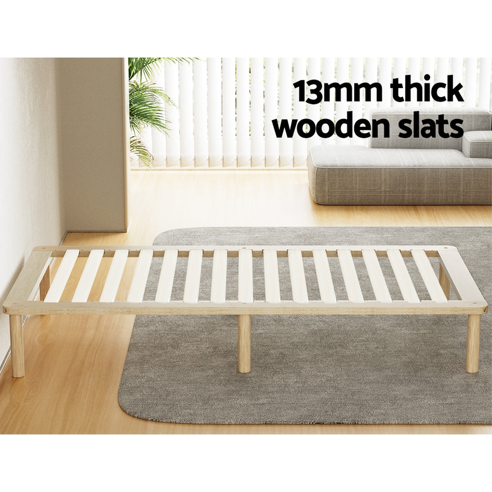 Minimalist King Single Wooden Bed Frame - Solid Pine Wood, Sturdy & Elegant Design for Bedroom, Guest Room, or Dormitory