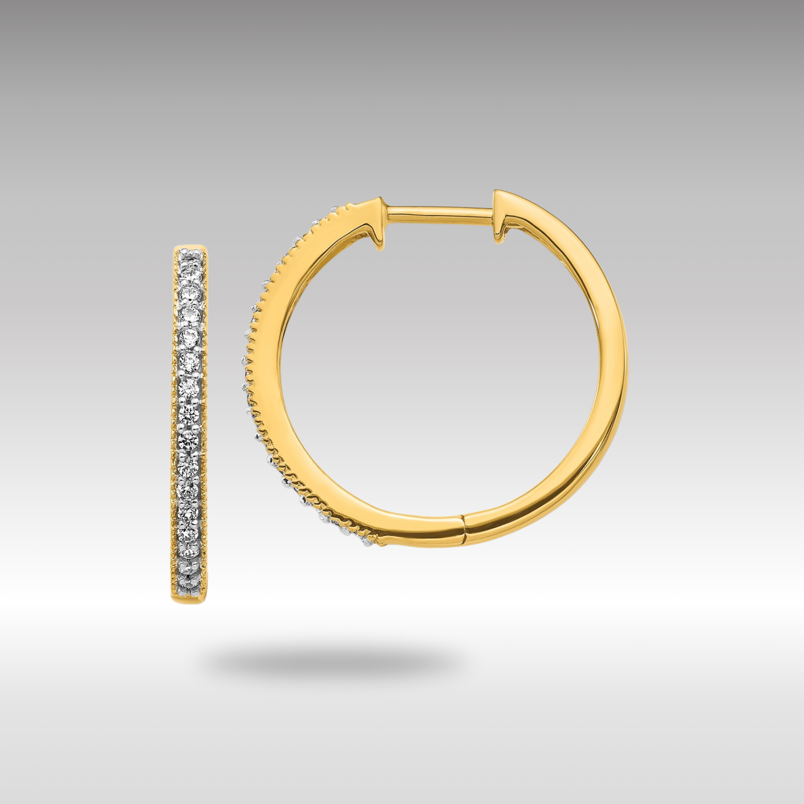 14K Gold Diamond Milgrain Hinged Hoop Earrings - Elegant Dangle Earrings for Women | Model EM4272 025 YA | Perfect for Weddings, Parties & Special Occasions