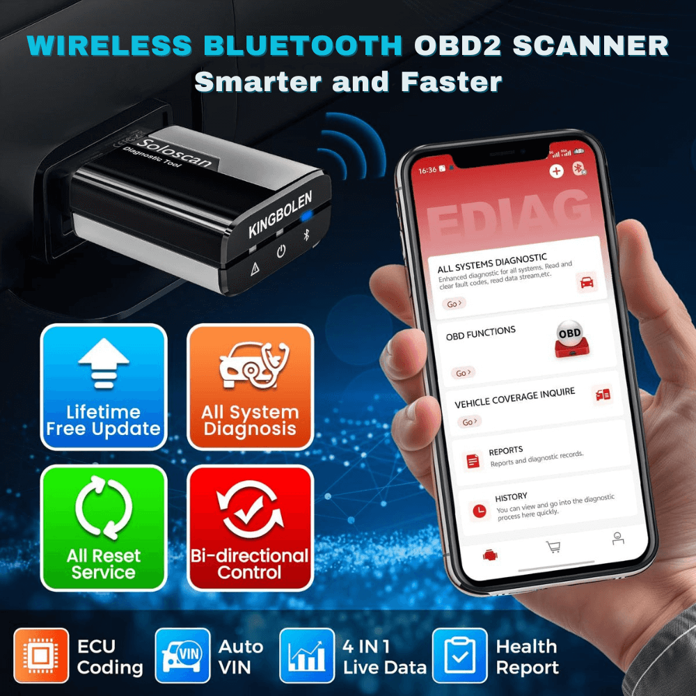 KINGBOLEN SOLOSCAN OBD2 Bluetooth Scanner for BMW & Rolls Royce - Lifetime Free Updates, Bi-Directional Control, ECU Coding & Full System Diagnostics | Car Diagnostic Tool for Mechanics & DIY Enthusiasts