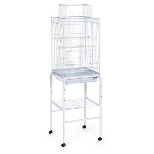 Prevue SP445W White Bird Cage Stand with Shelf - Durable & Stylish for Parrots, Cockatiels, Canaries | Perfect for Home, Office, or Aviary Use