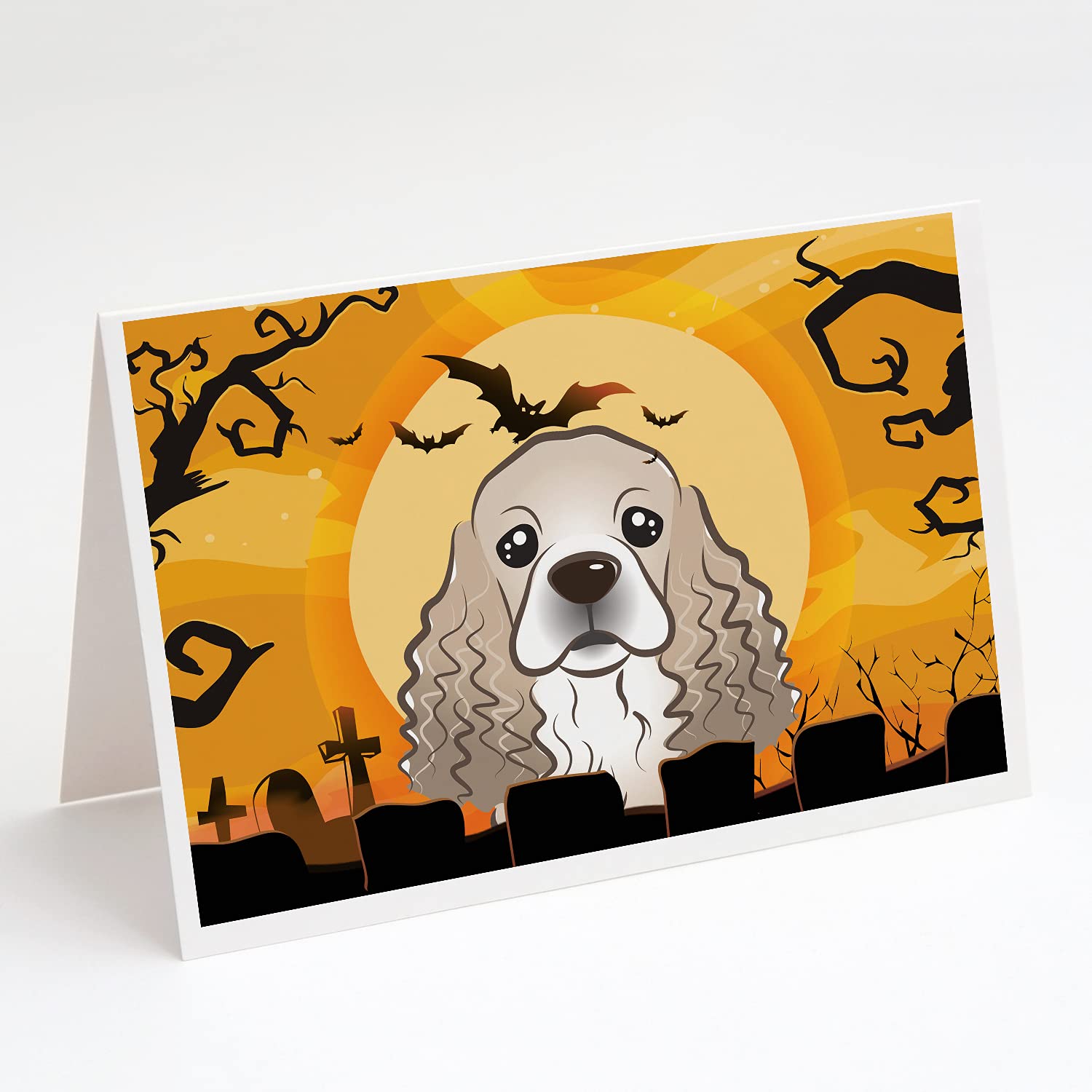 Halloween Cocker Spaniel Greeting Cards - Pack of 8 Blank A7 Size (5x7) Note Cards with Envelopes | Whimsical Dog-Themed Stationery for Halloween Parties, Gifts & Home Decor